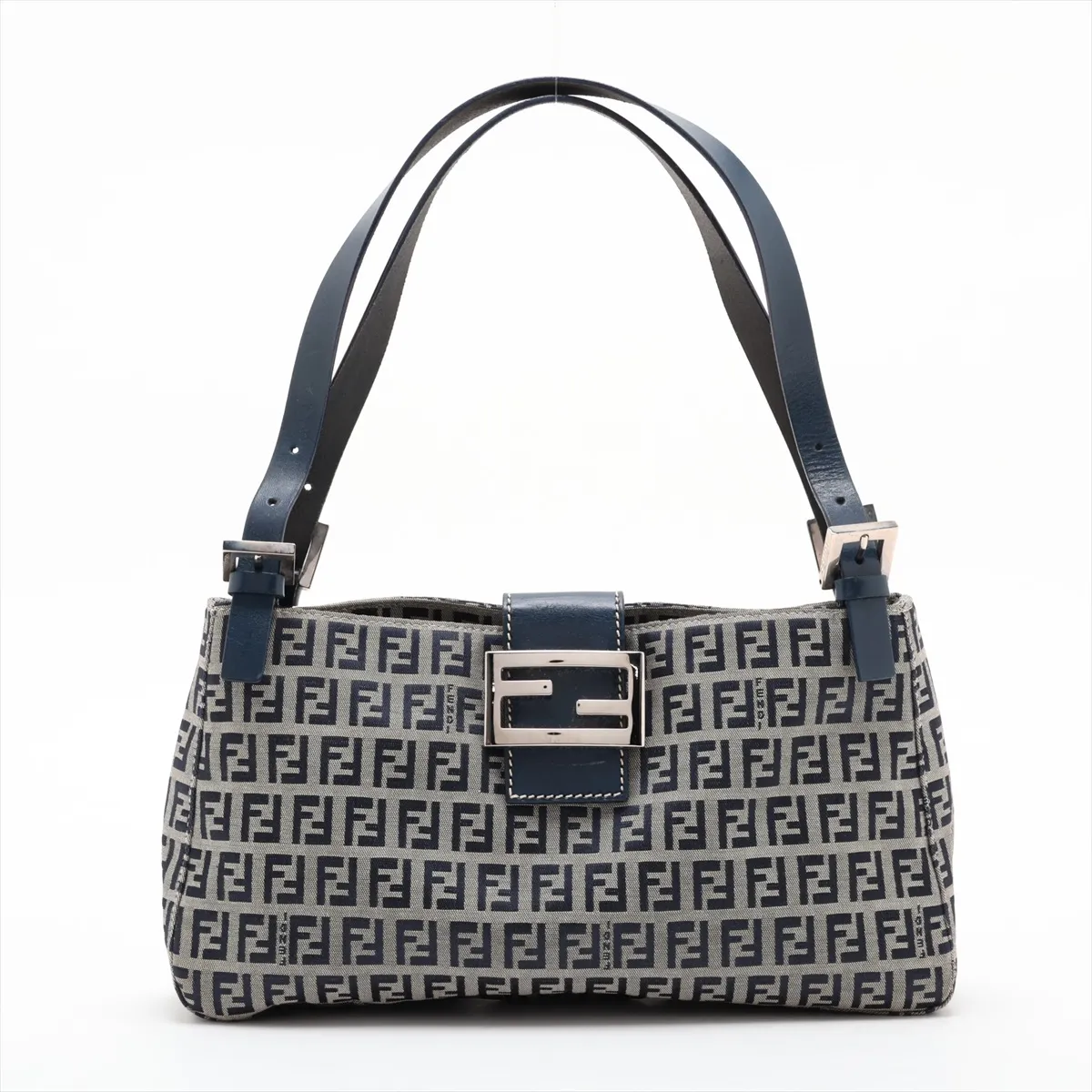Zucca Canvas x Leather Shoulder Bag, Blue