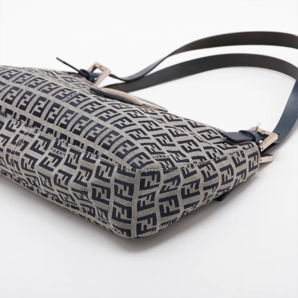 Zucca Canvas x Leather Shoulder Bag, Blue — view 3