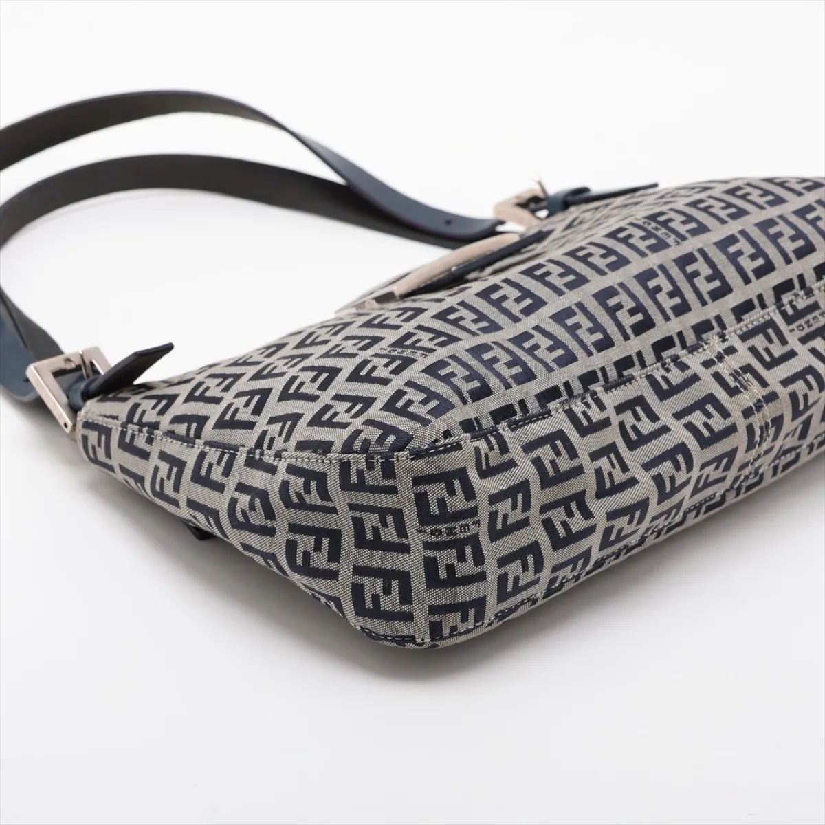 Zucca Canvas x Leather Shoulder Bag, Blue — view 4