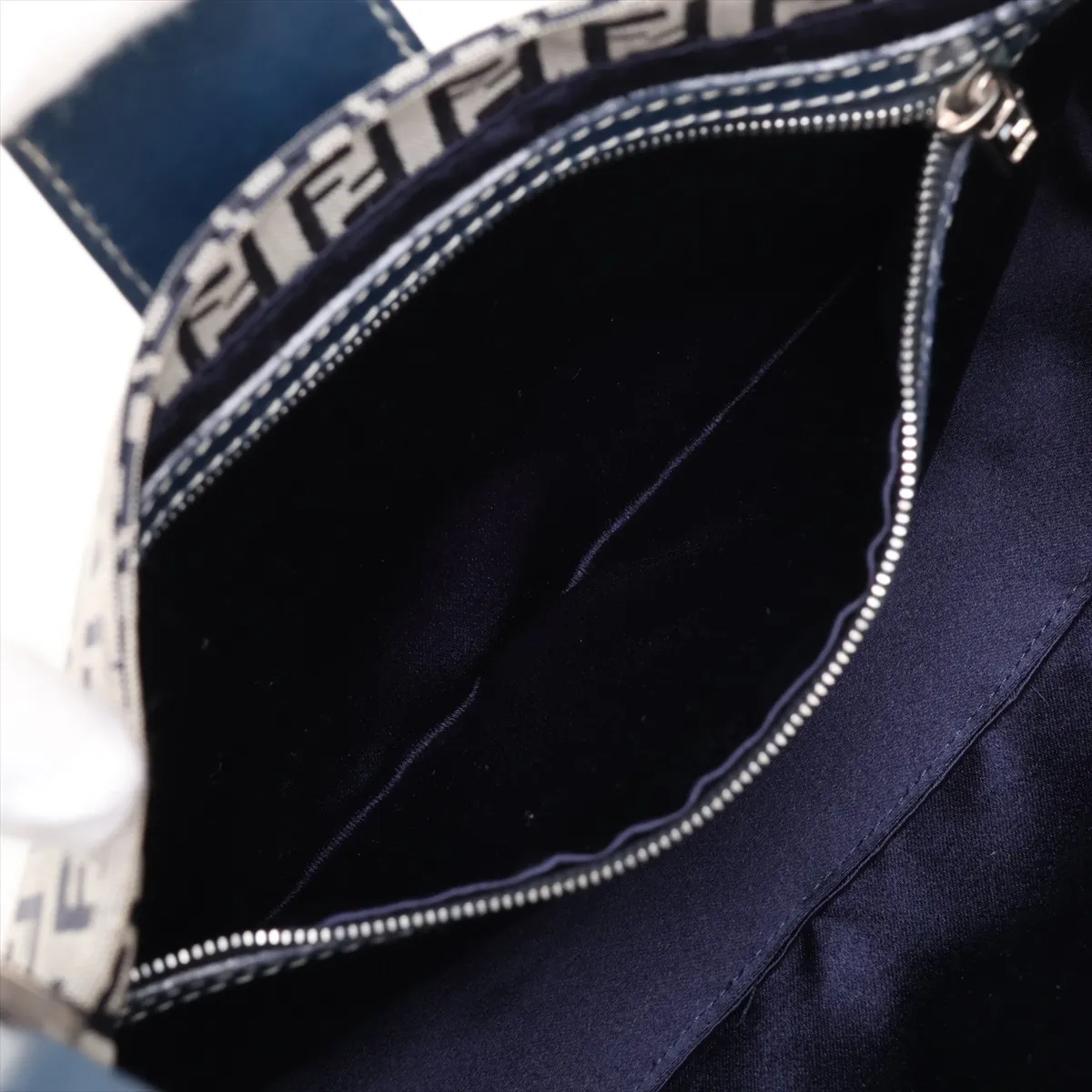 Zucca Canvas x Leather Shoulder Bag, Blue — view 8