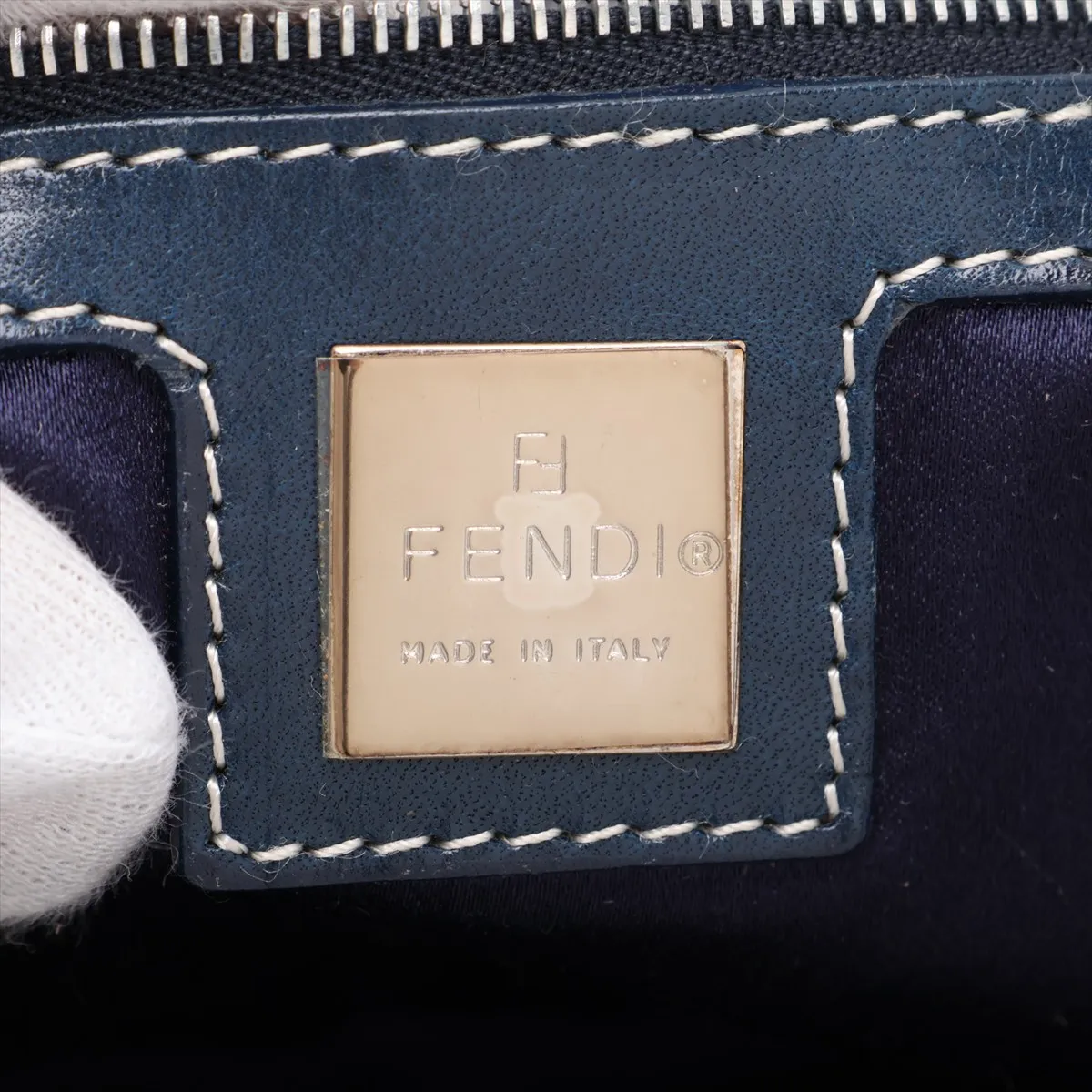 Zucca Canvas x Leather Shoulder Bag, Blue — view 9