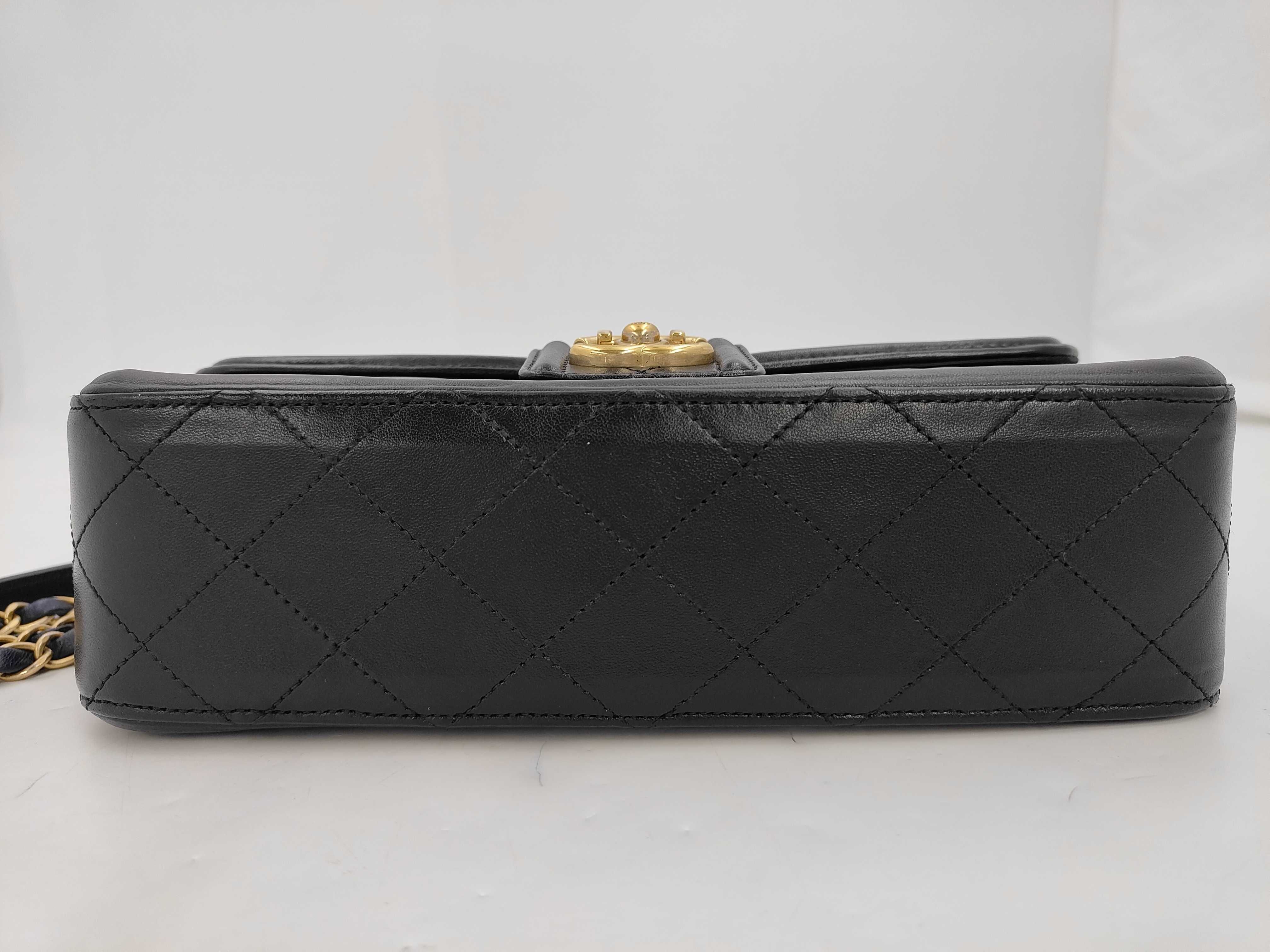 Matelassé Chain Shoulder Bag, Navy — view 7