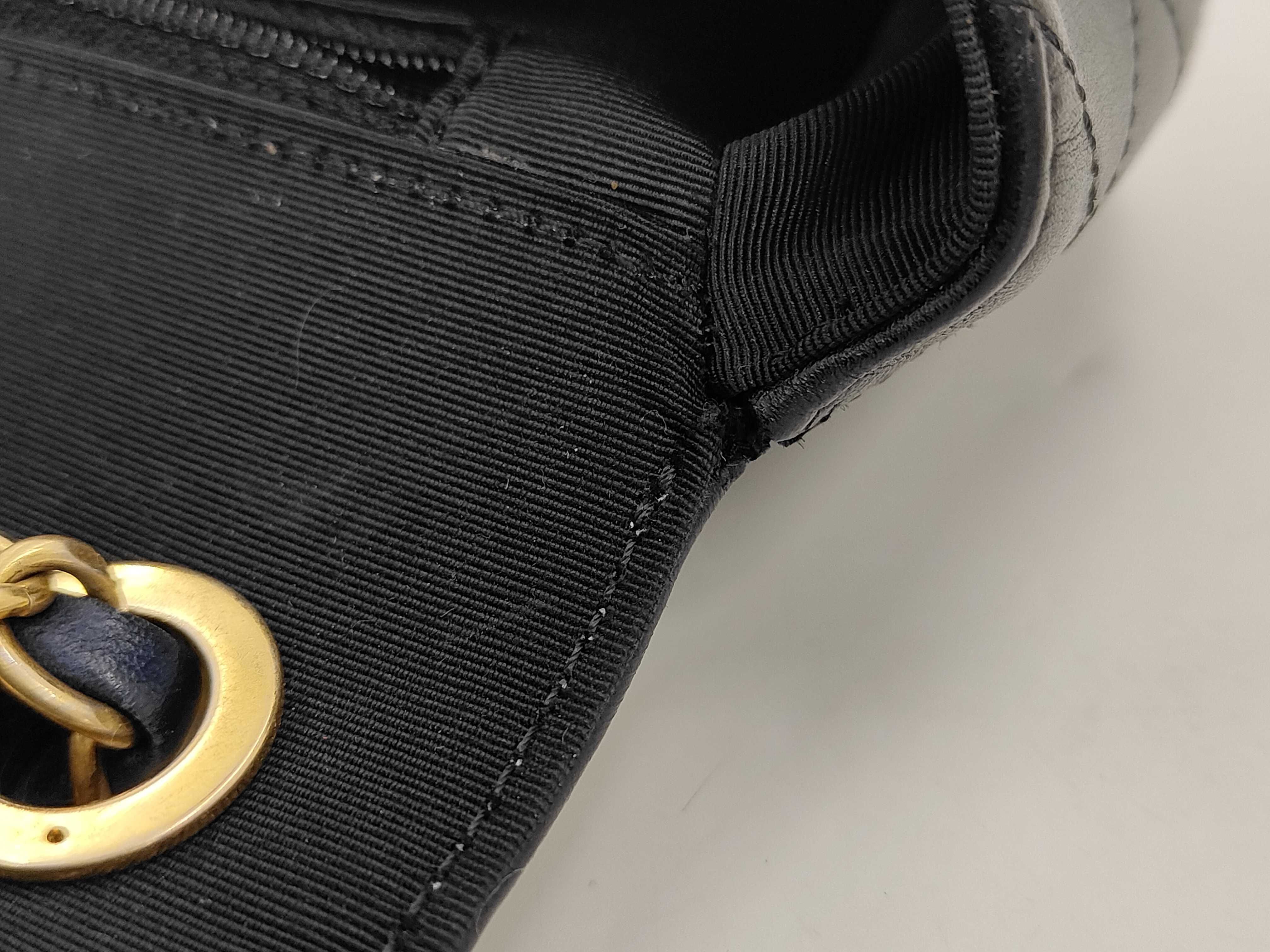 Matelassé Chain Shoulder Bag, Navy — view 9