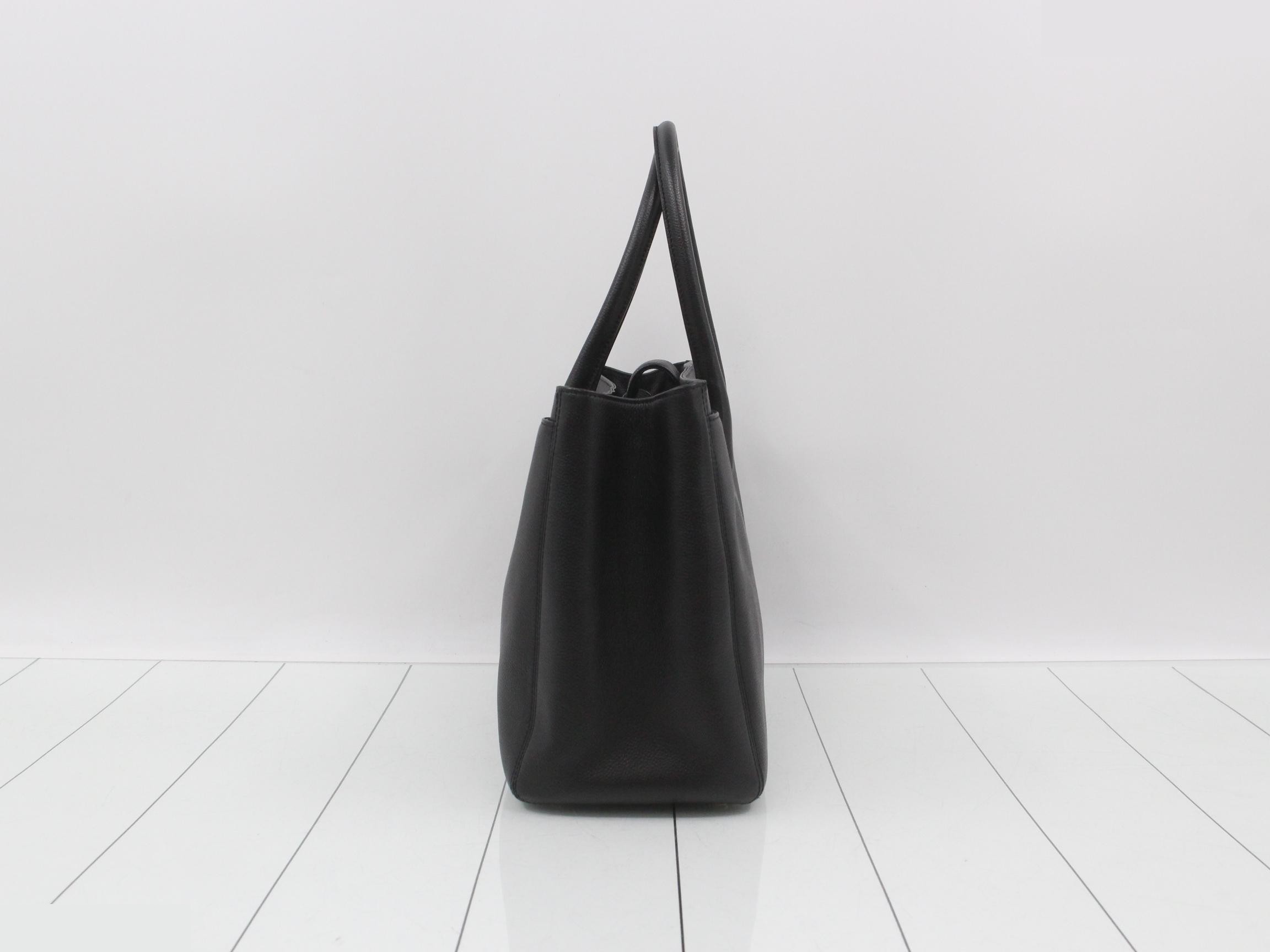 Executive 2-Way Tote Bag, Calf Leather, Black with Gold Hardware — view 3