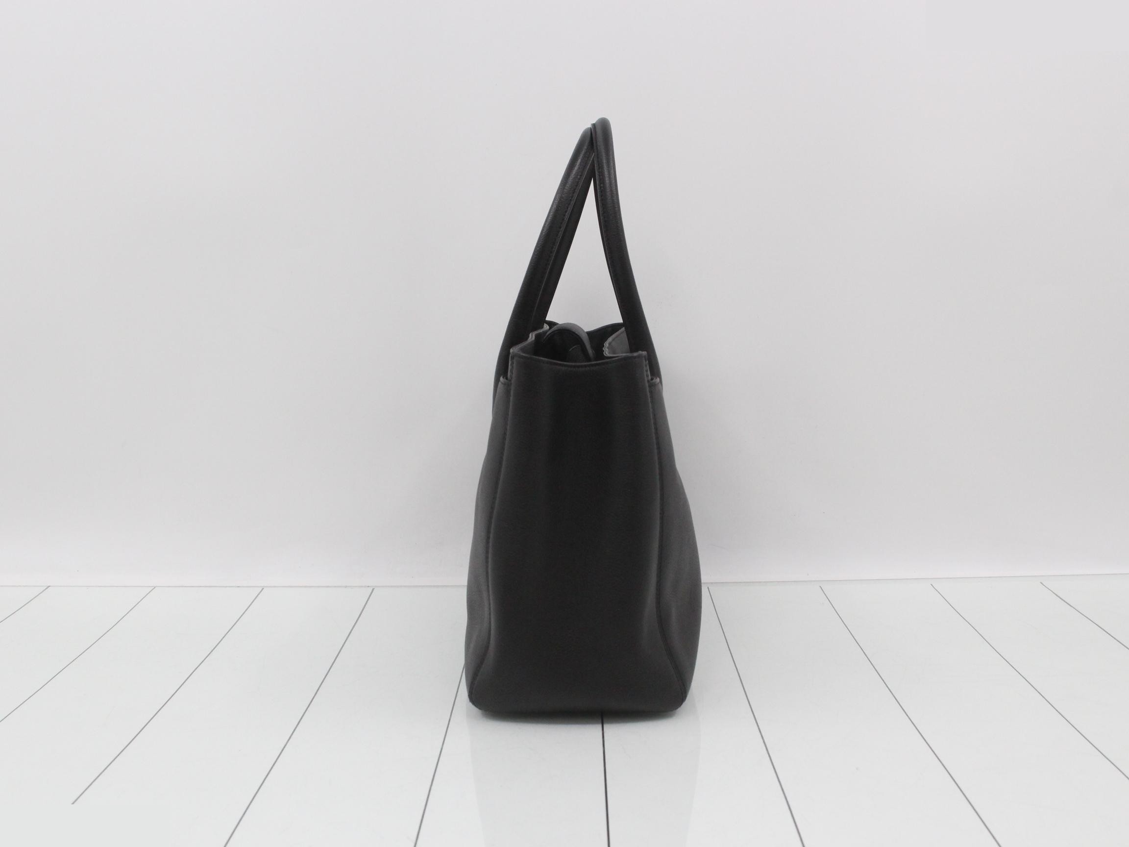 Executive 2-Way Tote Bag, Calf Leather, Black with Gold Hardware — view 4