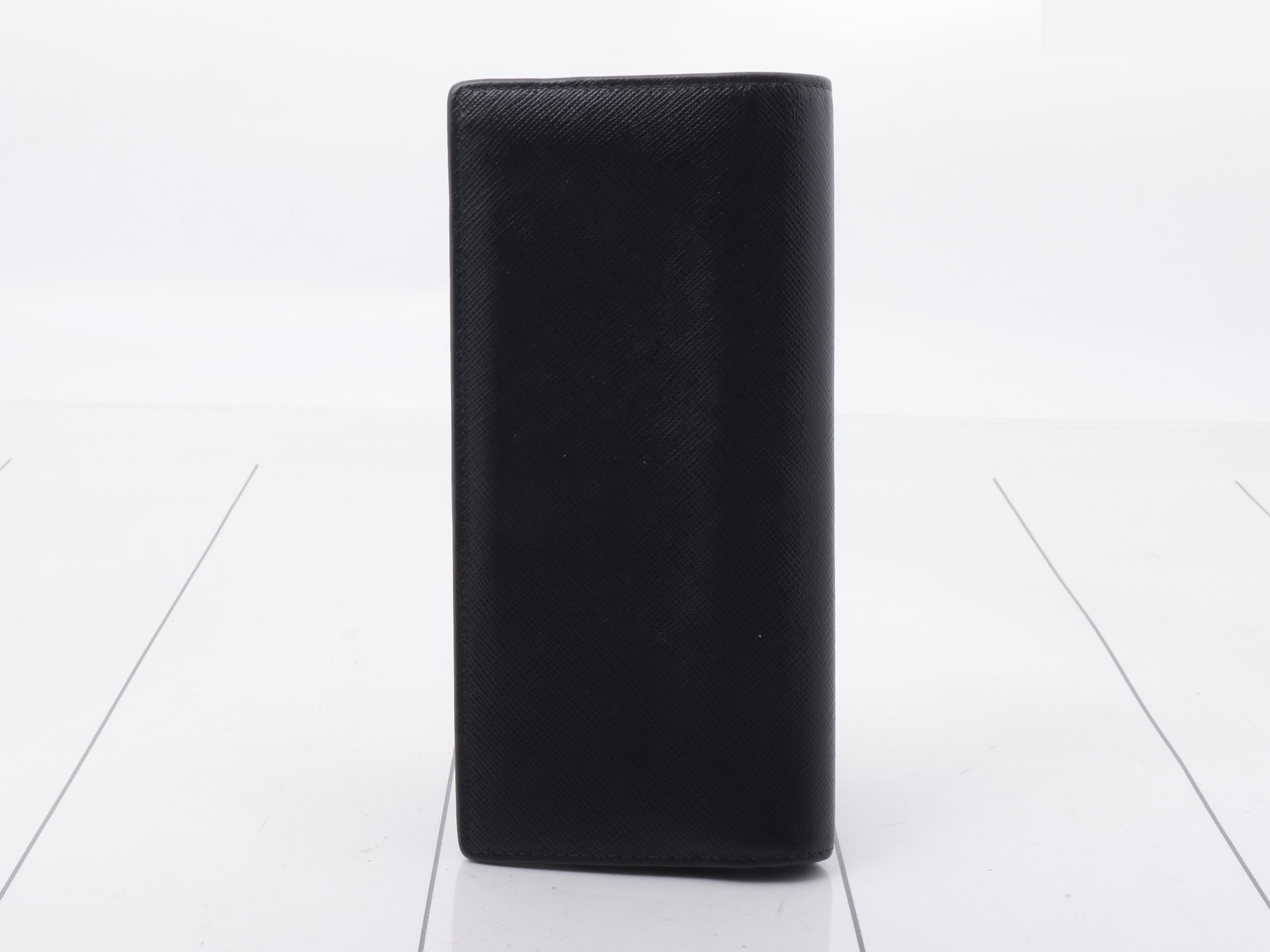 Saffiano bi-fold long wallet, black — view 2