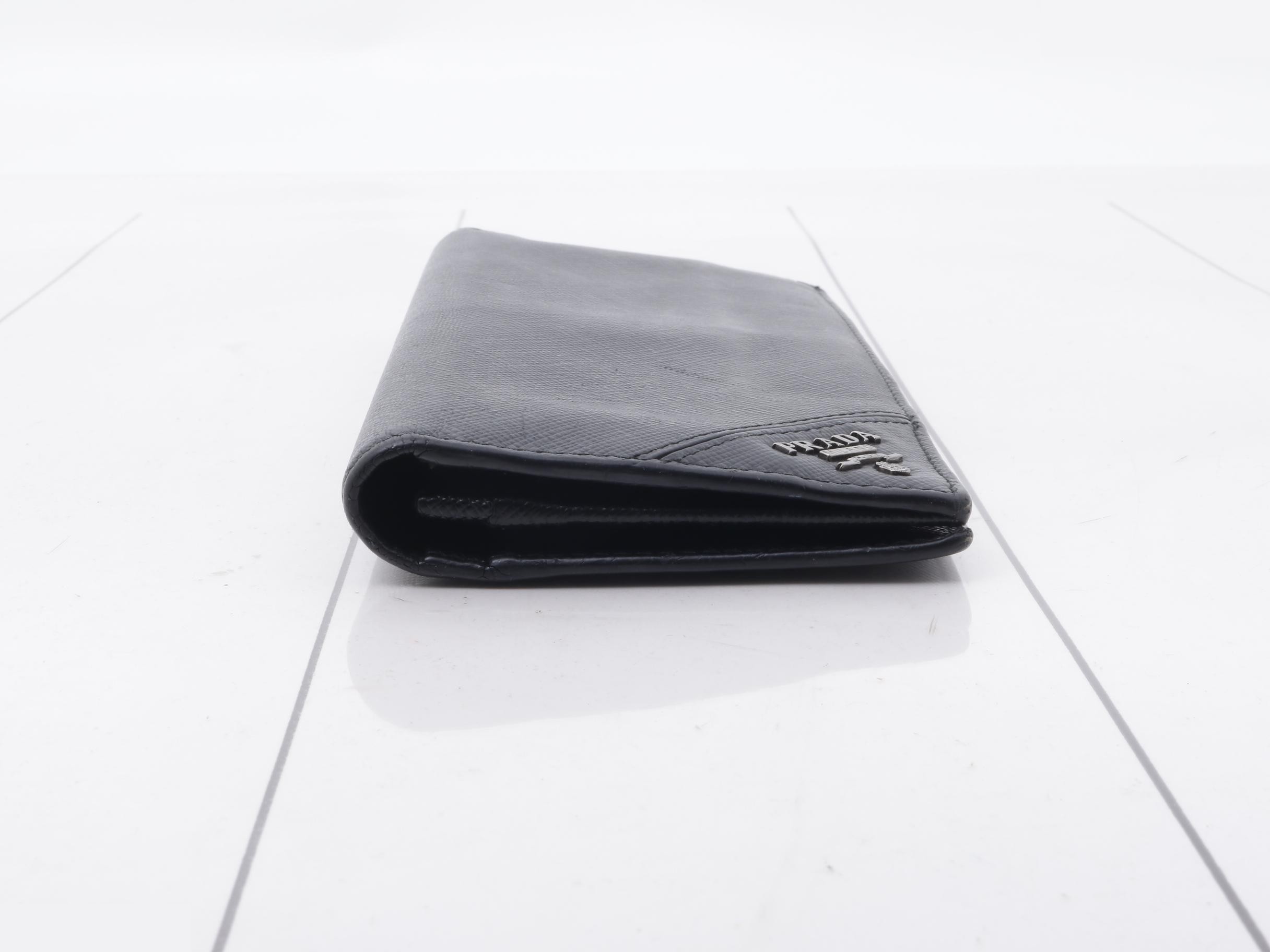 Saffiano bi-fold long wallet, black — view 3