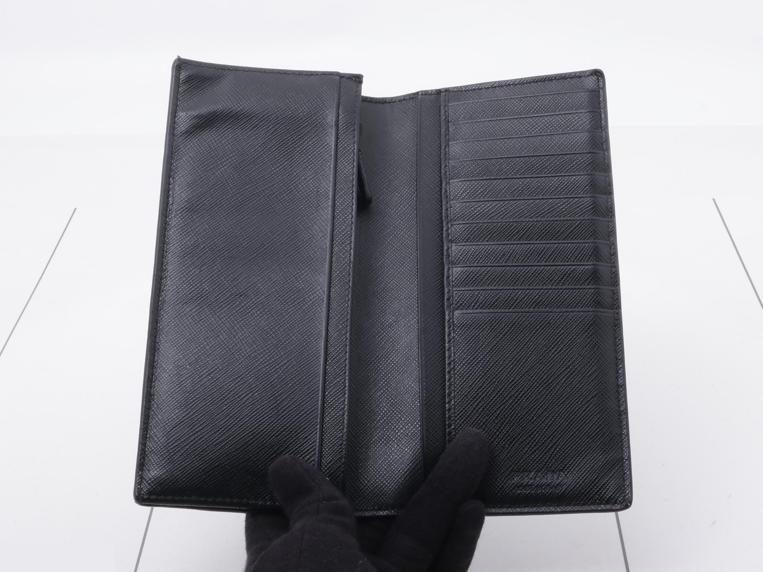 Saffiano bi-fold long wallet, black — view 4