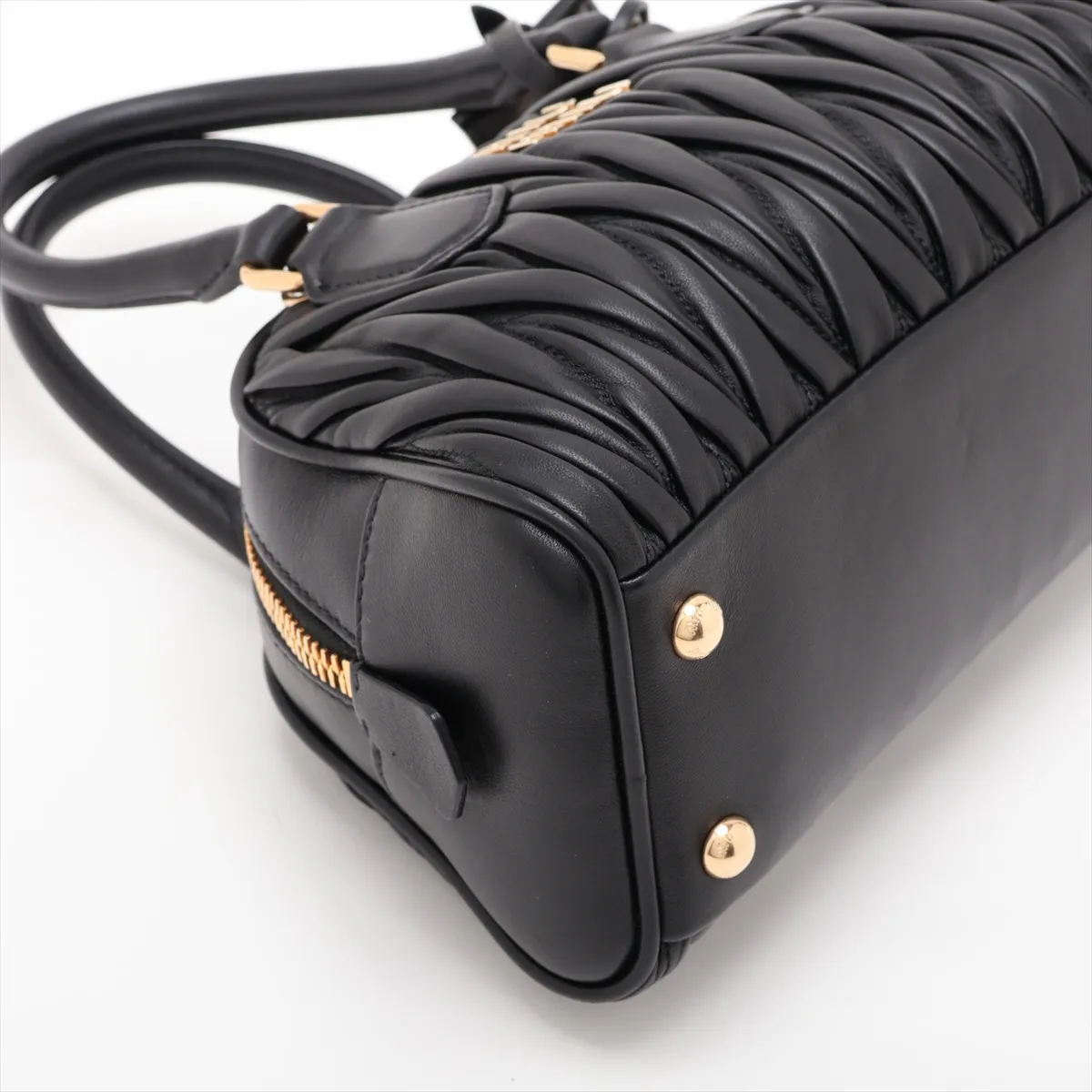 Matelassé Leather 2-Way Handbag, Black — view 4
