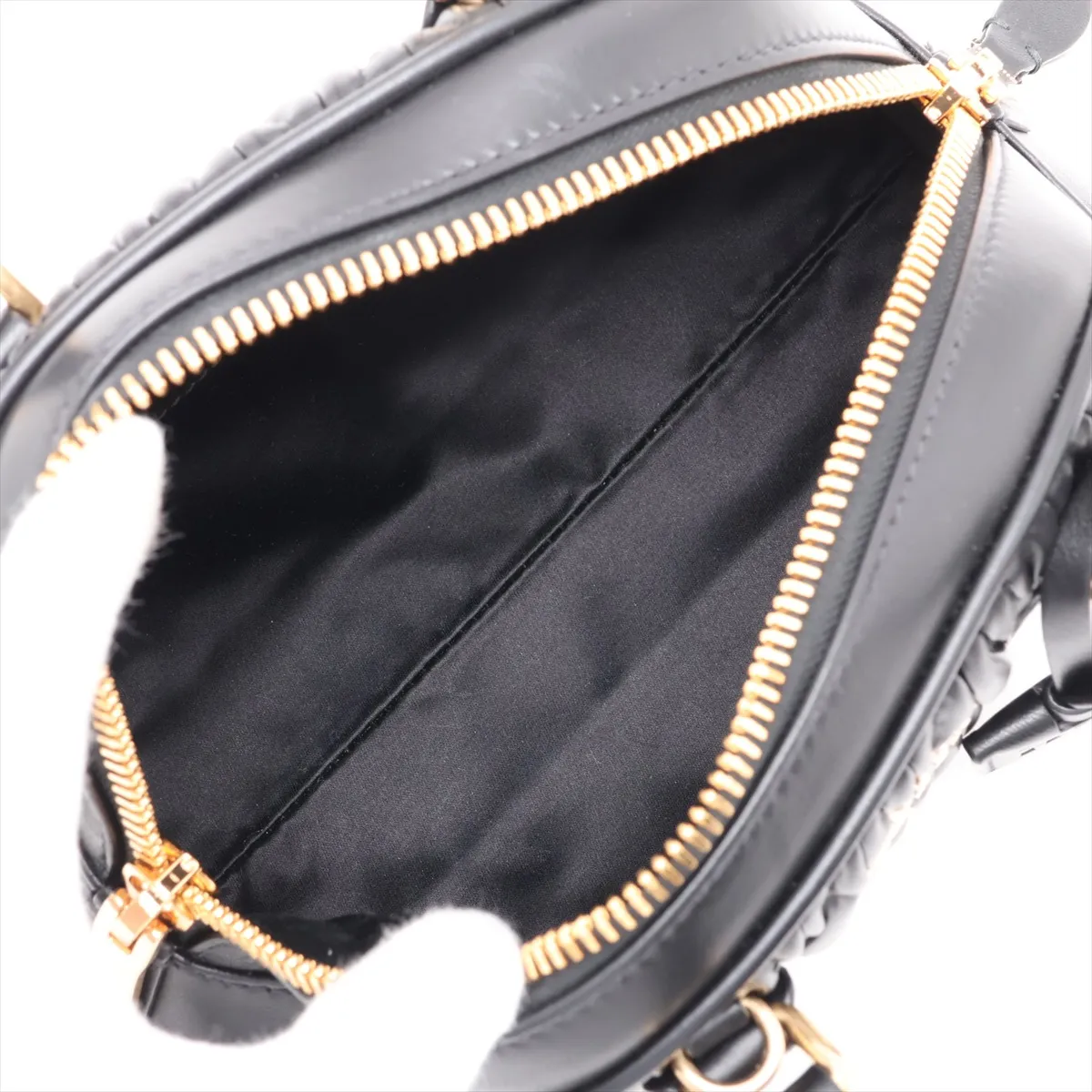 Matelassé Leather 2-Way Handbag, Black — view 8