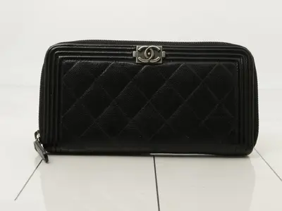caviar leather long wallet, Boy Chanel, black, 25844165