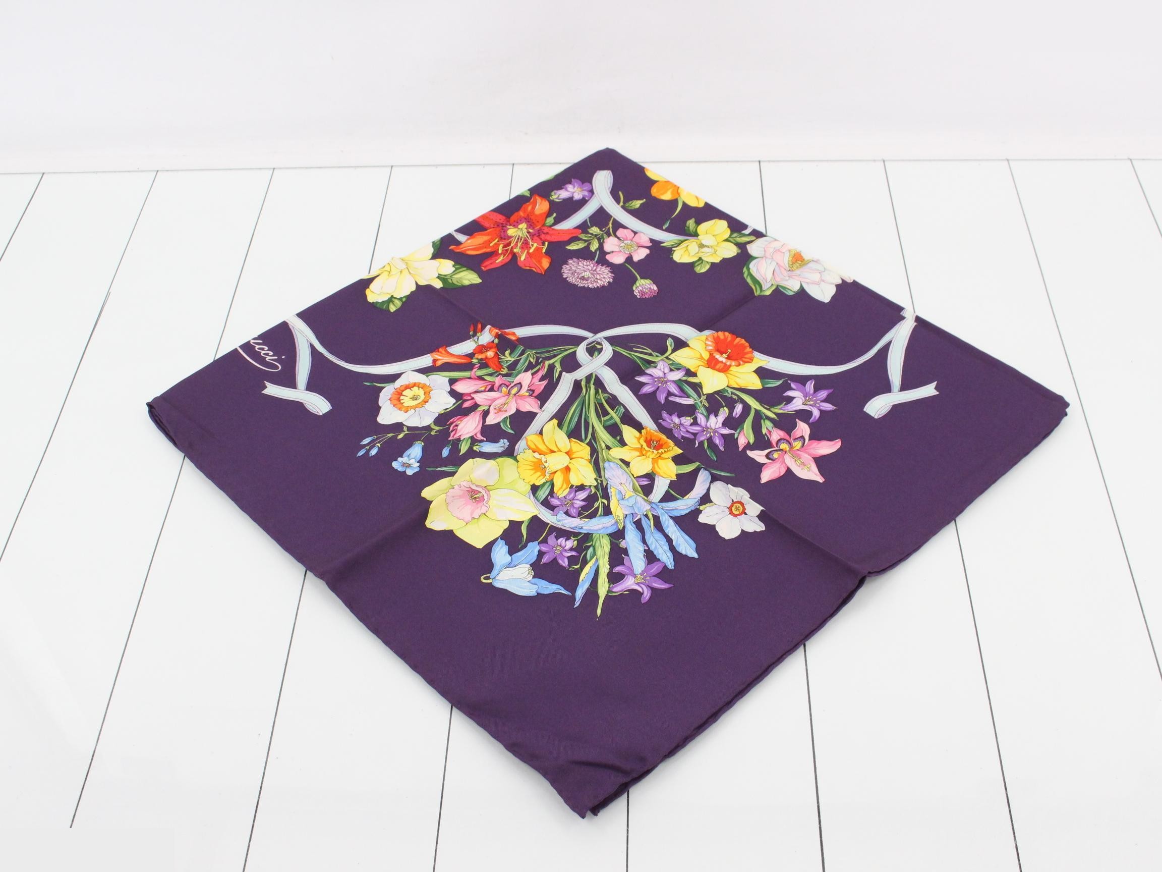 scarf, purple, floral pattern — view 2