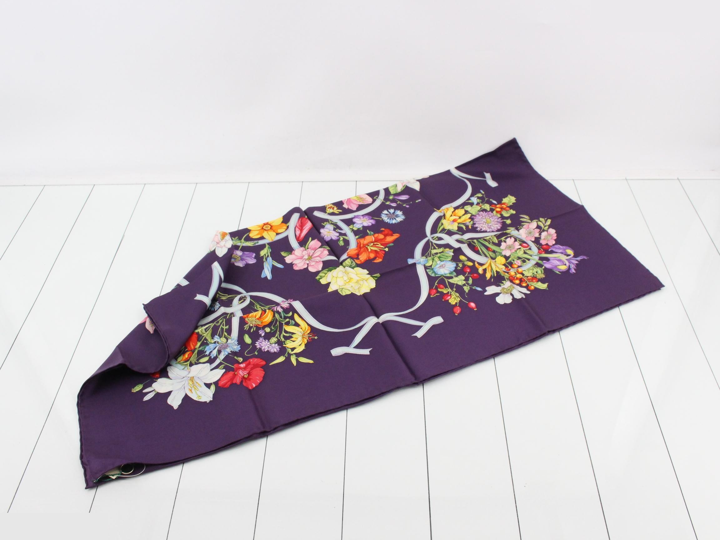 scarf, purple, floral pattern — view 3