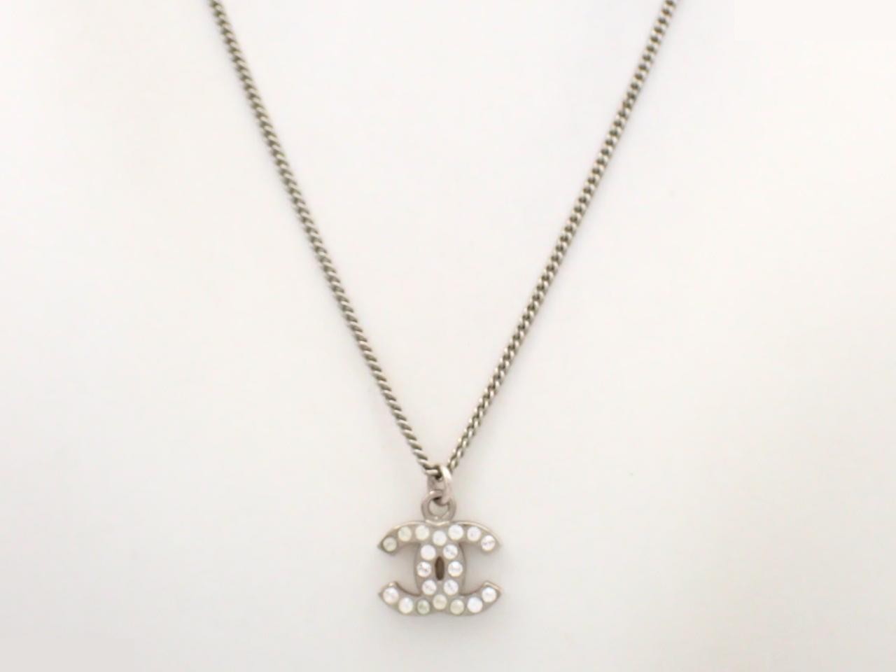 Necklace B11V Coco Mark Rhinestone Silver — view 3
