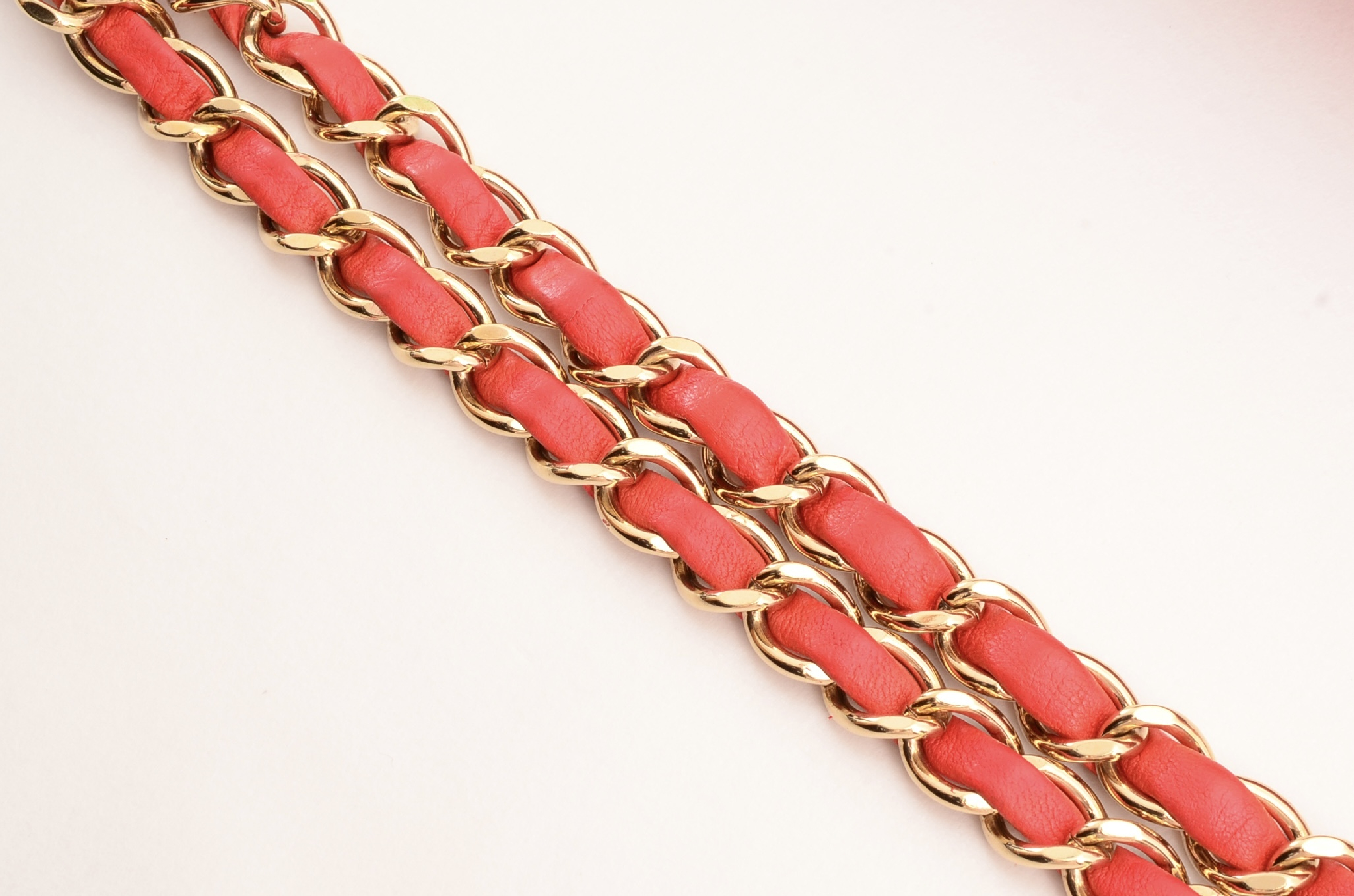 Matelassé Double Flap Chain Shoulder Bag (Red) — view 6