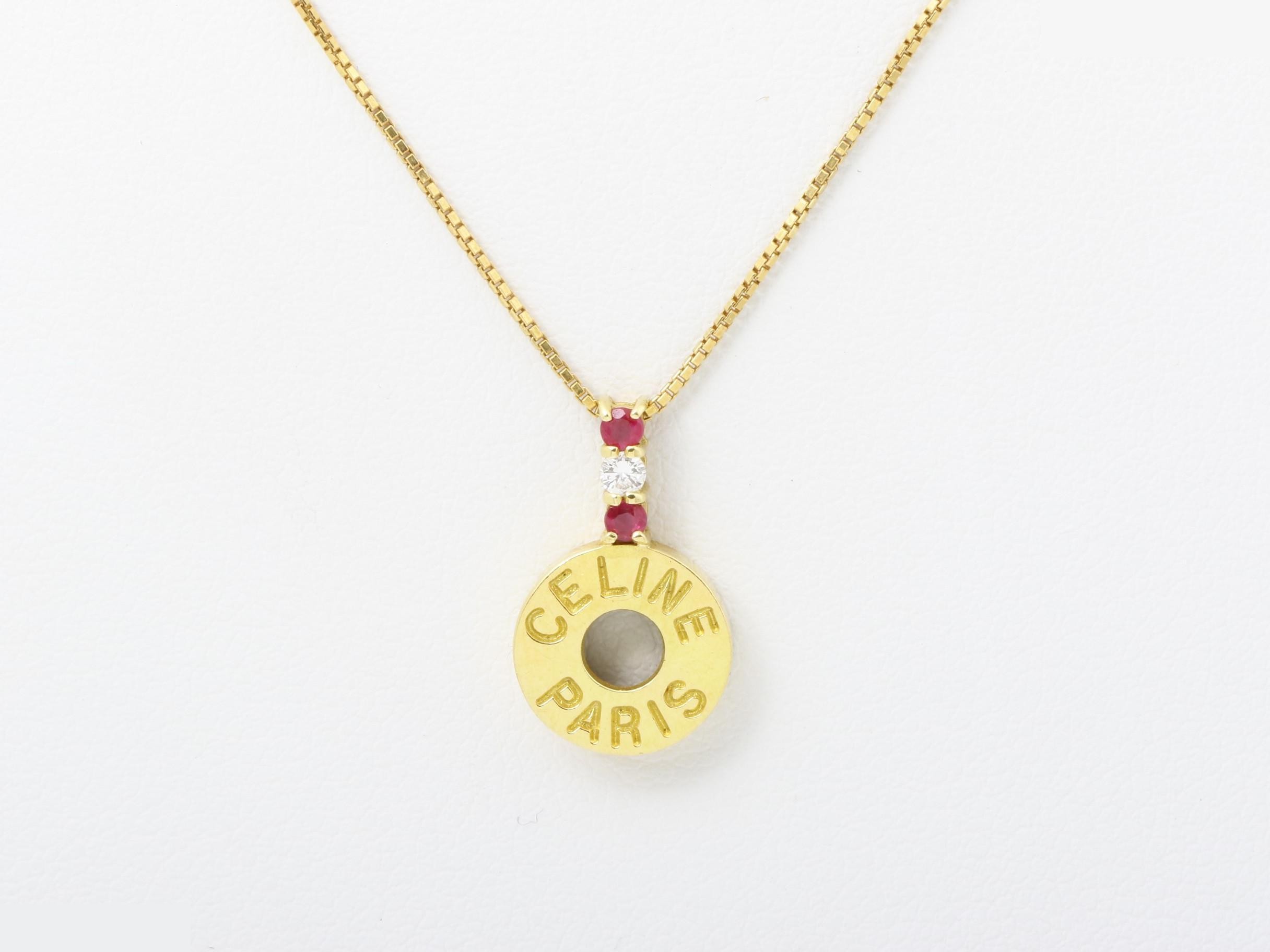Necklace/Pendant, 750YG, Ruby (3.5g), Diamond, Chain approx. 42cm