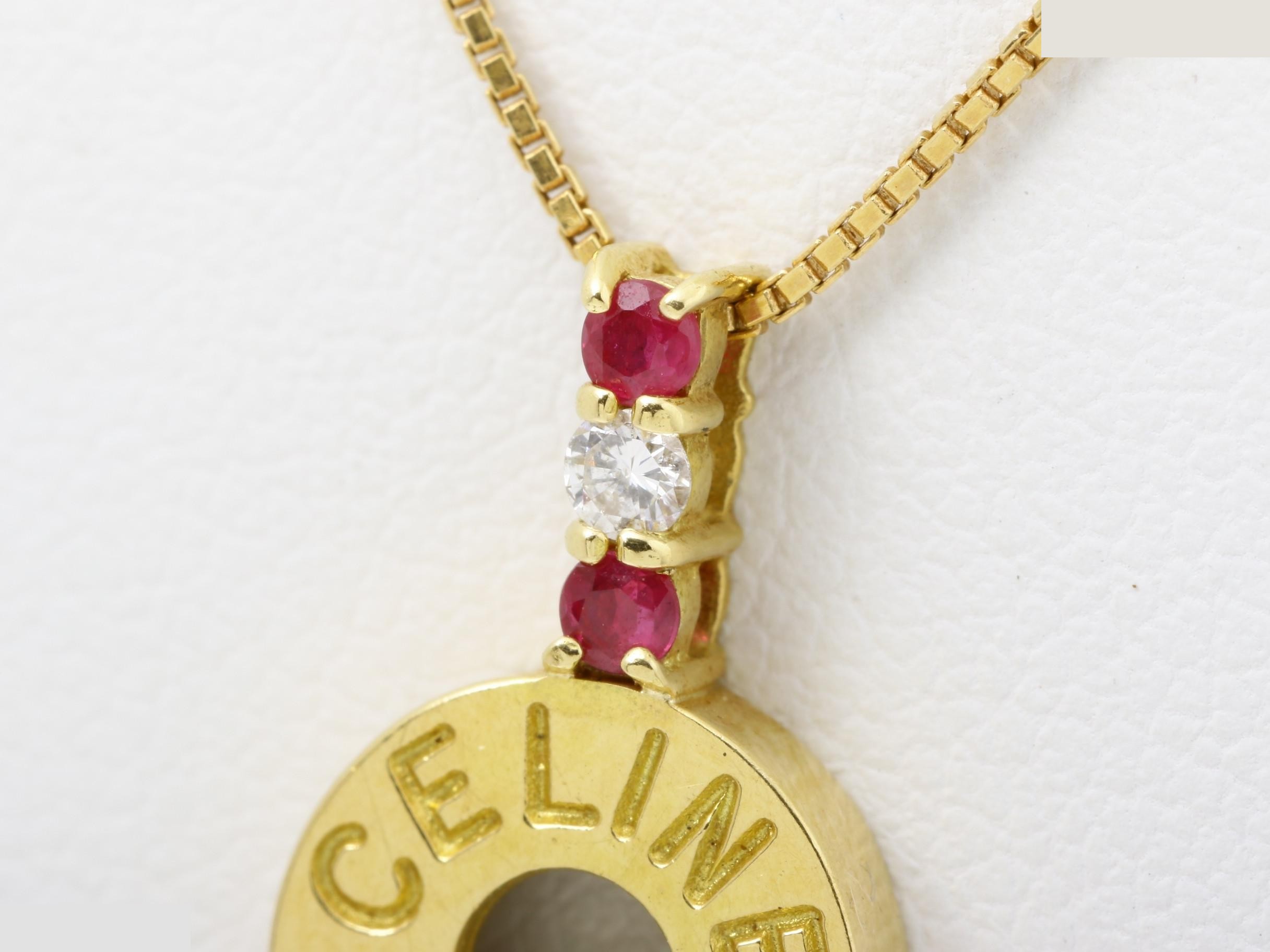 Necklace/Pendant, 750YG, Ruby (3.5g), Diamond, Chain approx. 42cm — view 3