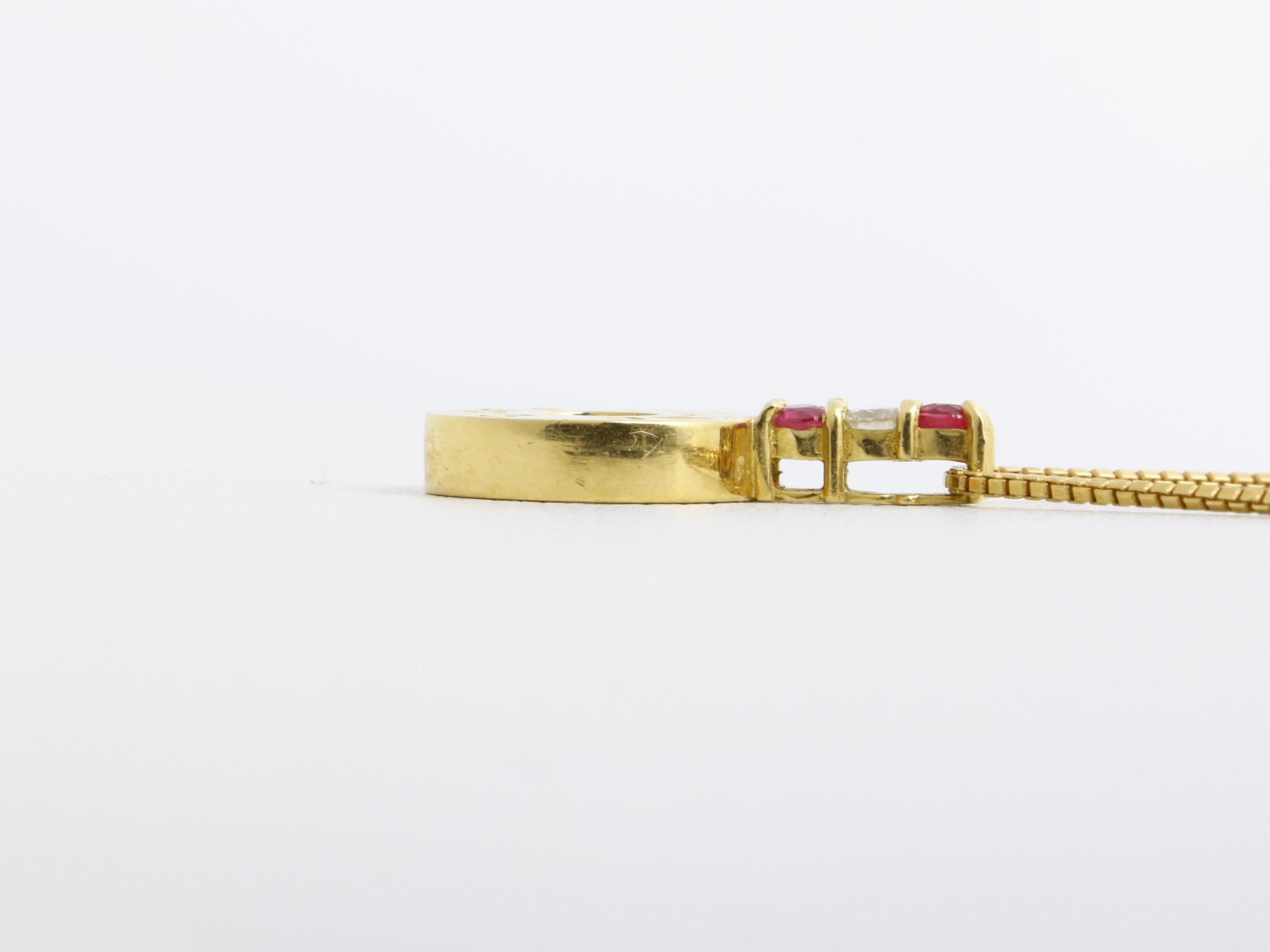 Necklace/Pendant, 750YG, Ruby (3.5g), Diamond, Chain approx. 42cm — view 4