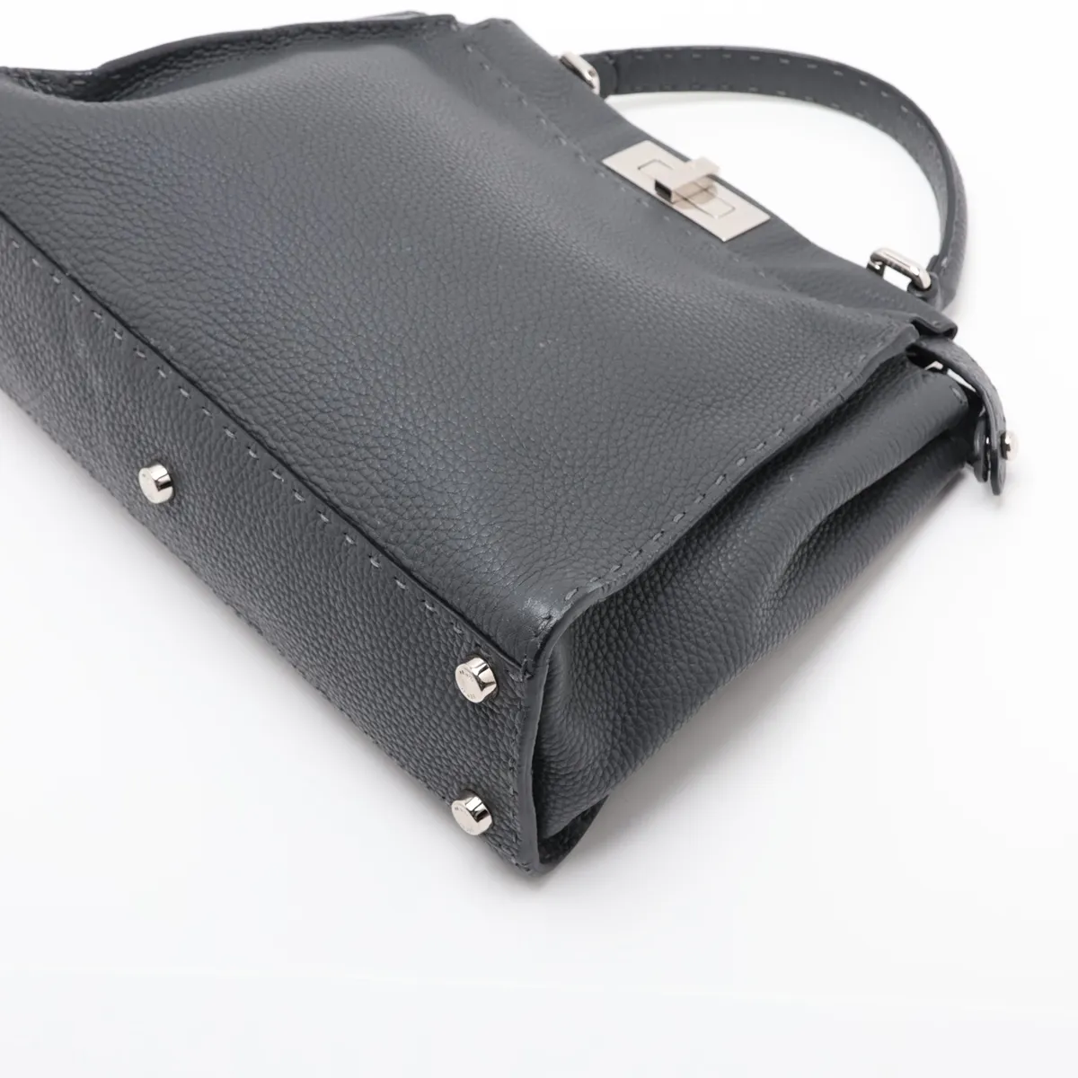 Peekaboo Regular Selleria Leather 2-Way Handbag, Gray 8BN226 — view 3