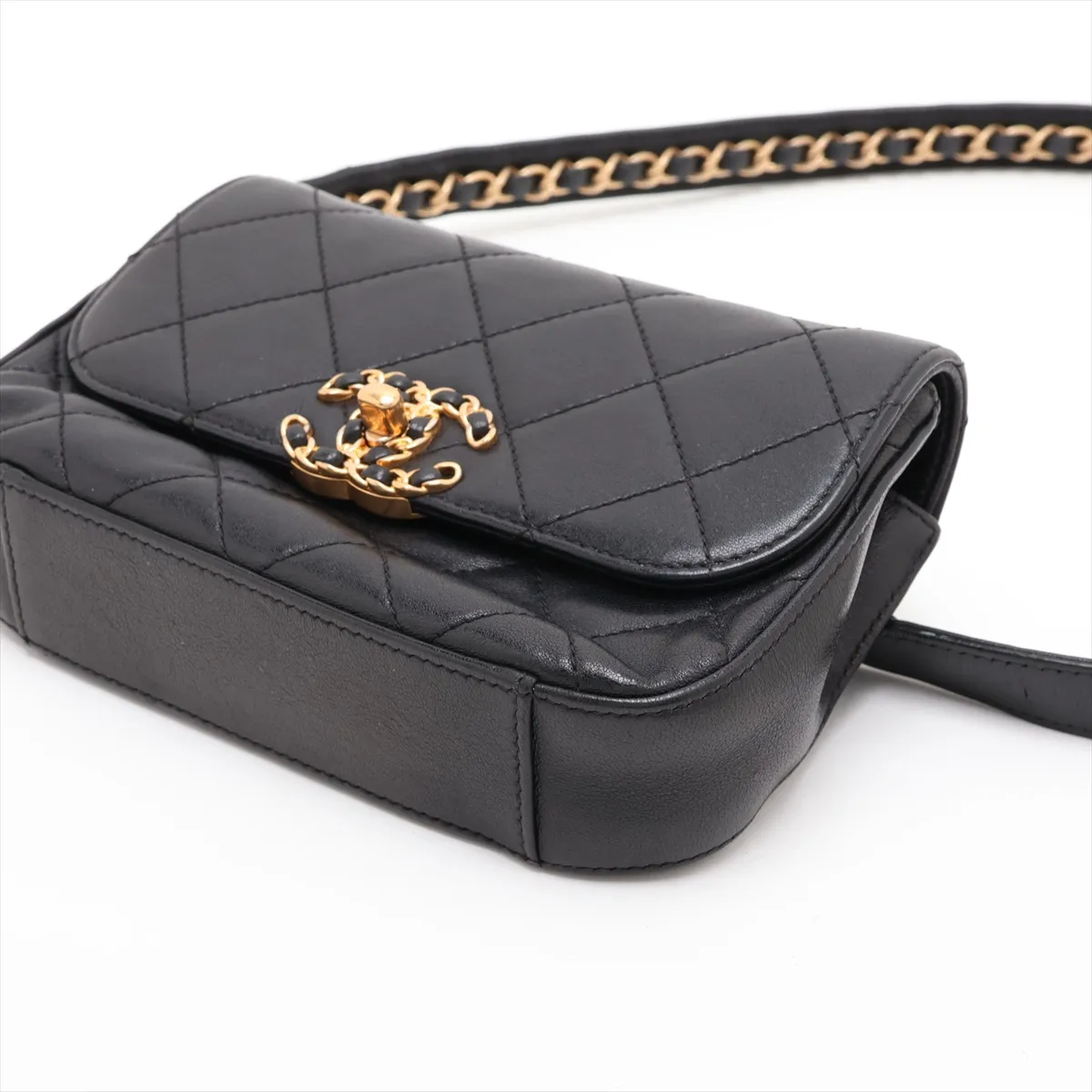 19 Lambskin Waist Pouch Black Gold Hardware 28469685 Serial Number 28 — view 3