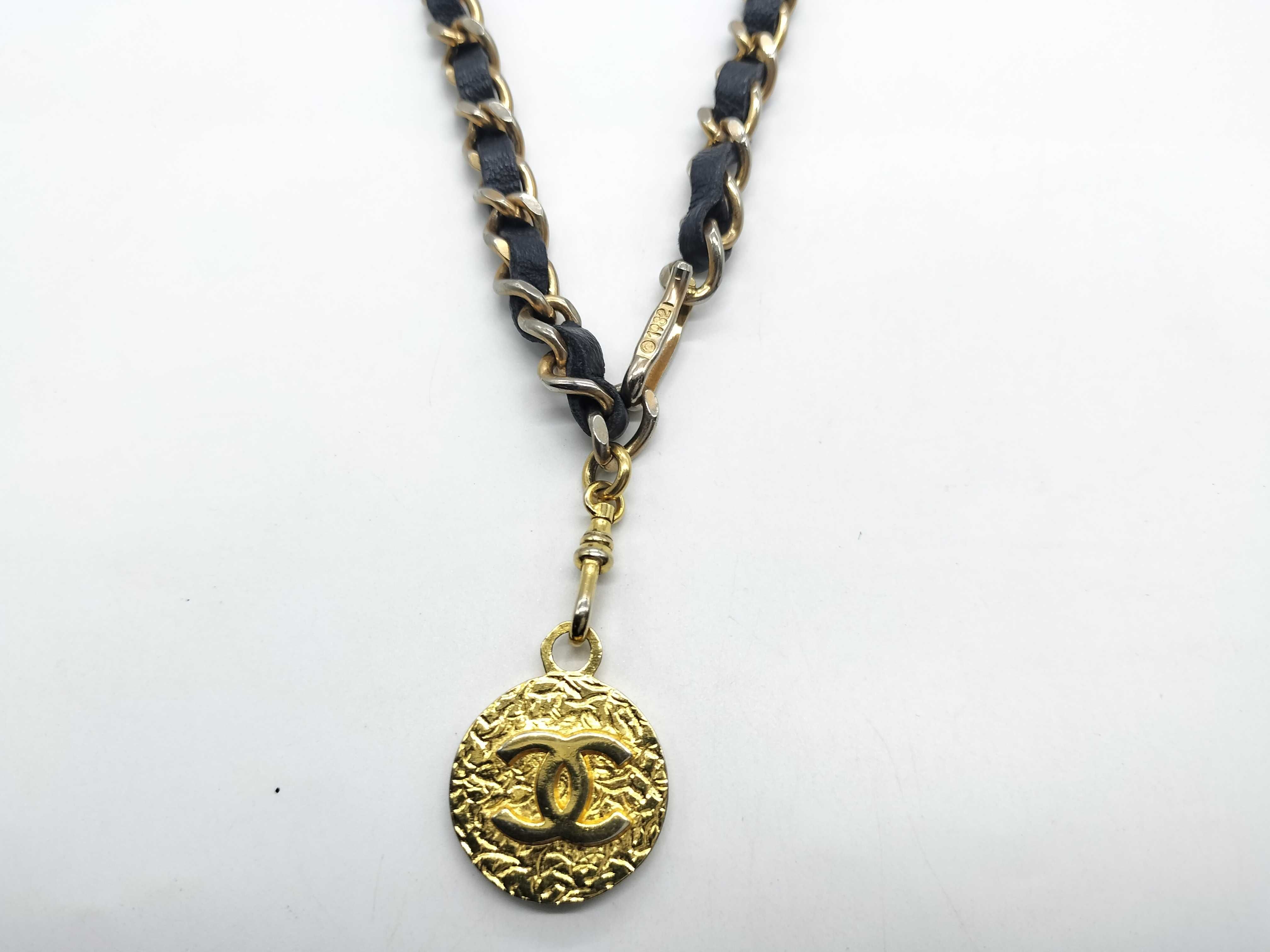 Vintage Chain Necklace, Lambskin Leather, 1982 — view 2