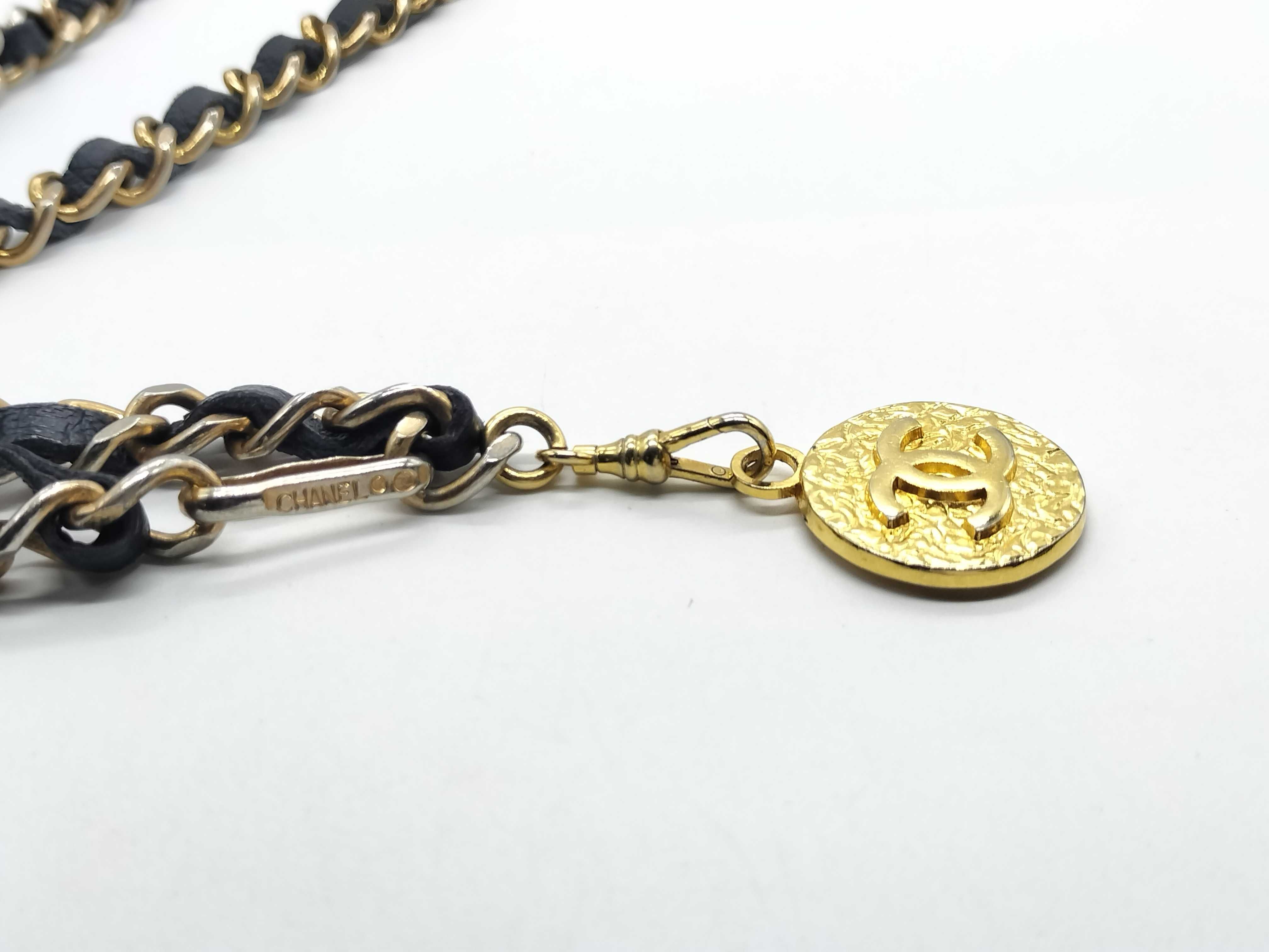 Vintage Chain Necklace, Lambskin Leather, 1982 — view 6