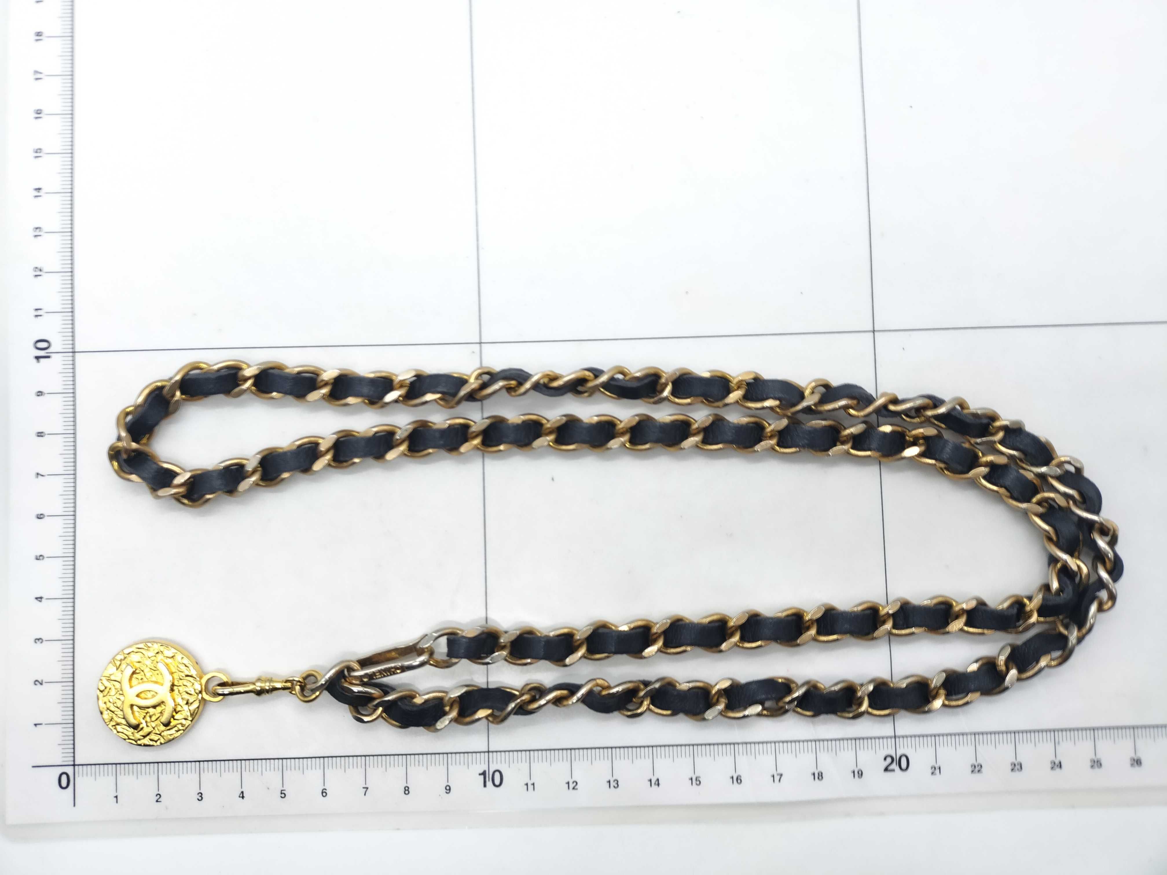Vintage Chain Necklace, Lambskin Leather, 1982 — view 7