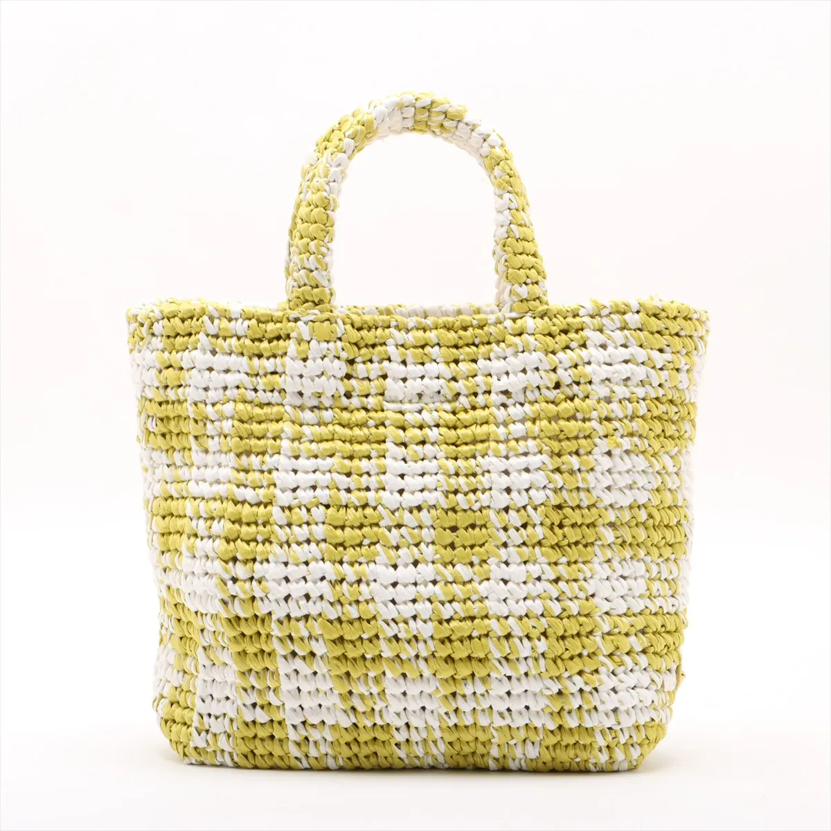 Crochet Raffia Handbag Yellow x White — view 2