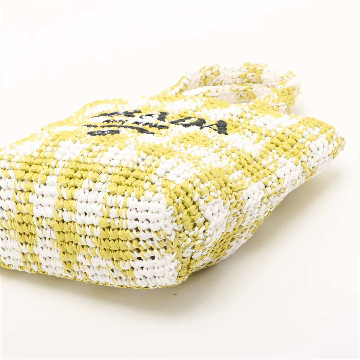 Crochet Raffia Handbag Yellow x White — view 3
