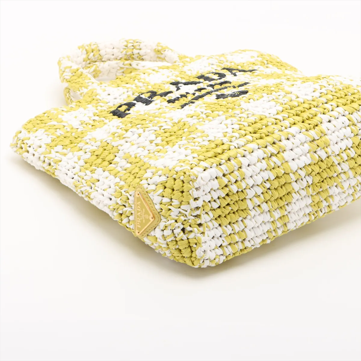 Crochet Raffia Handbag Yellow x White — view 4