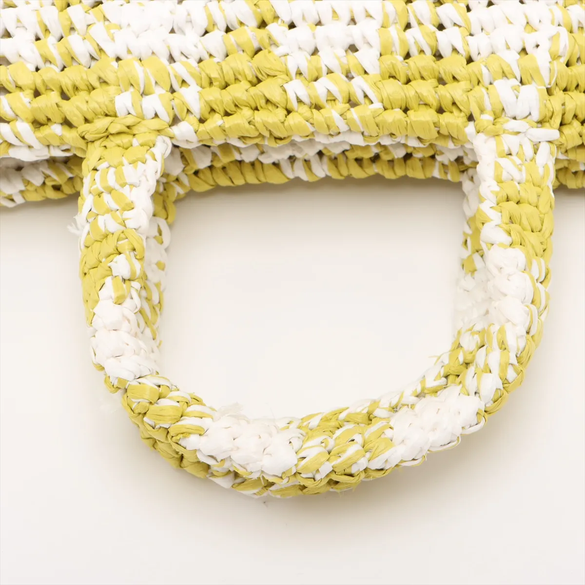 Crochet Raffia Handbag Yellow x White — view 5
