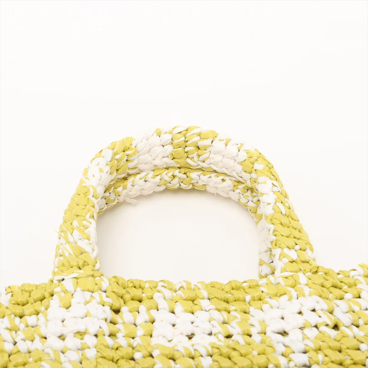 Crochet Raffia Handbag Yellow x White — view 6