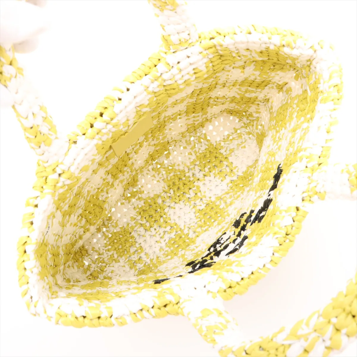 Crochet Raffia Handbag Yellow x White — view 7