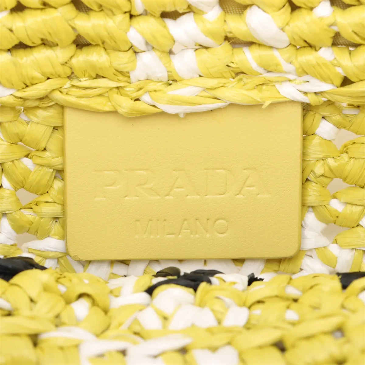 Crochet Raffia Handbag Yellow x White — view 8