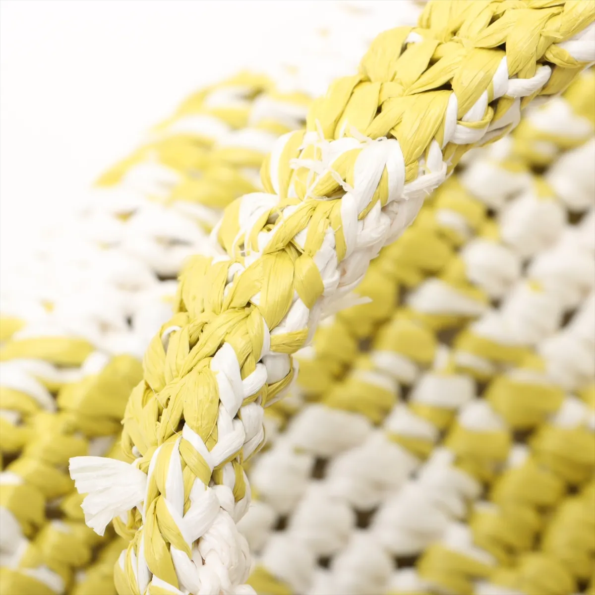 Crochet Raffia Handbag Yellow x White — view 9