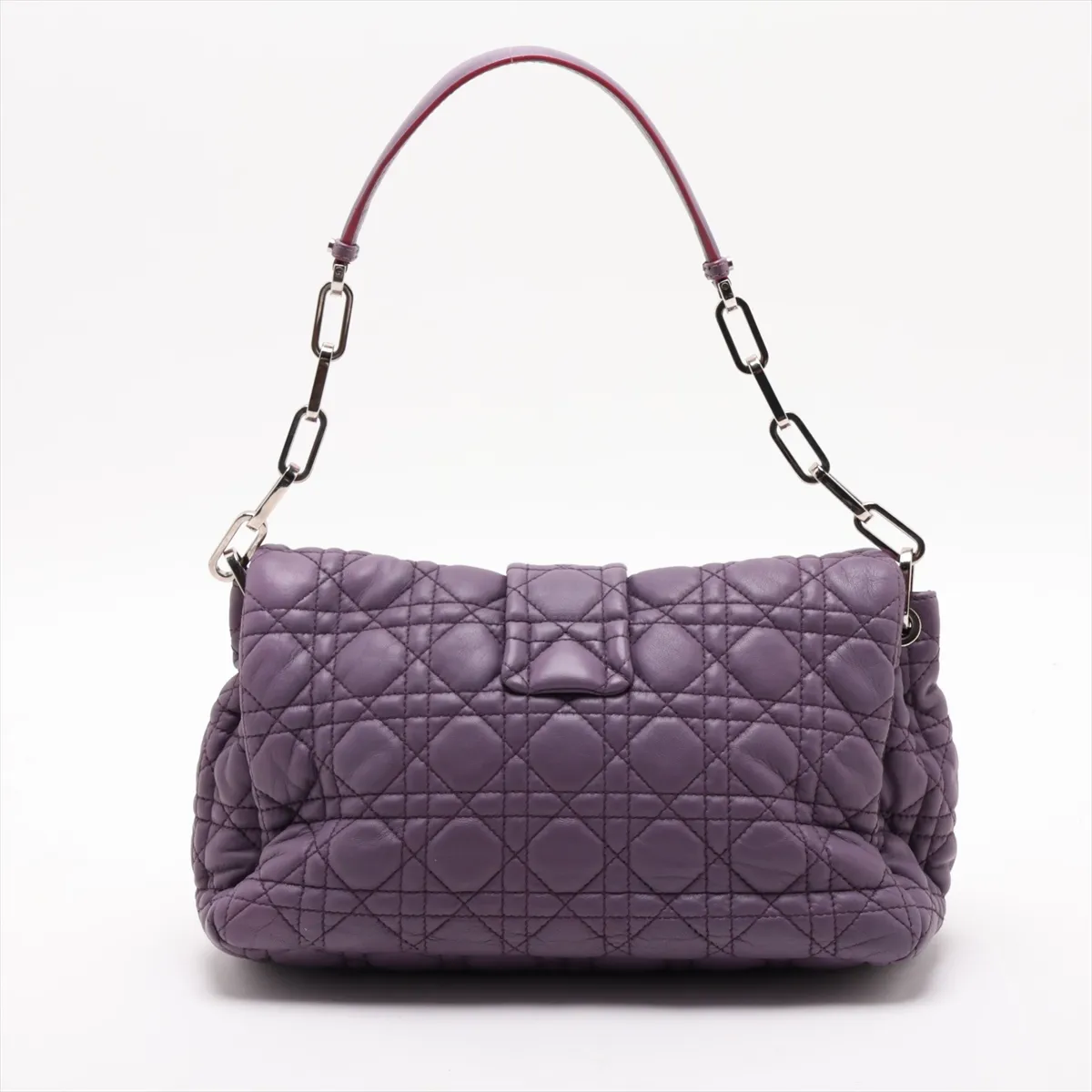 Cannage New Rock Leather Chain Shoulder Bag, Purple — view 2