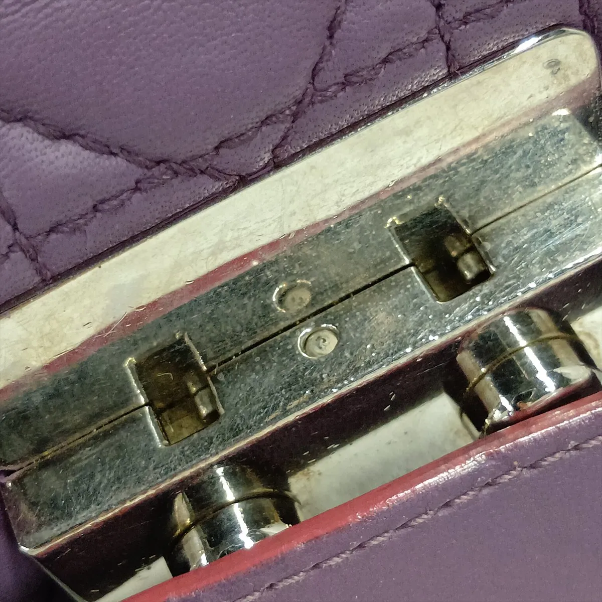 Cannage New Rock Leather Chain Shoulder Bag, Purple — view 13