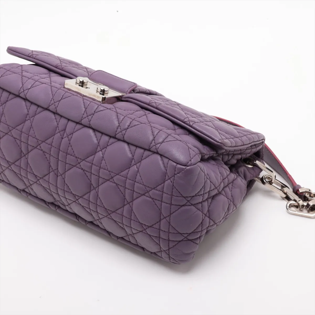 Cannage New Rock Leather Chain Shoulder Bag, Purple — view 3