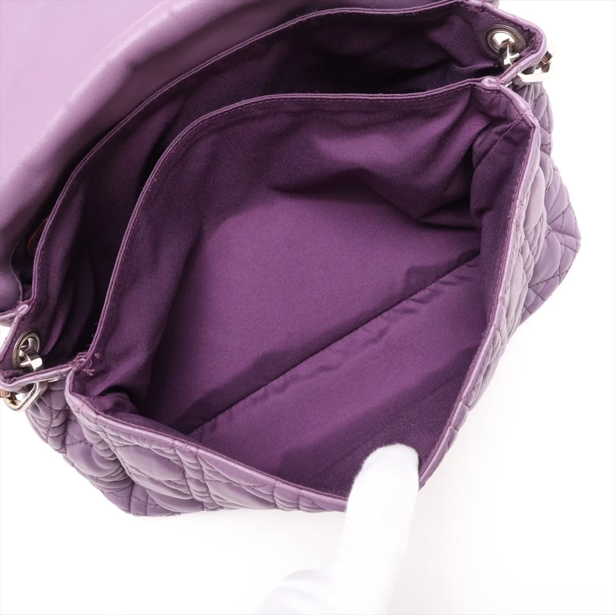 Cannage New Rock Leather Chain Shoulder Bag, Purple — view 8