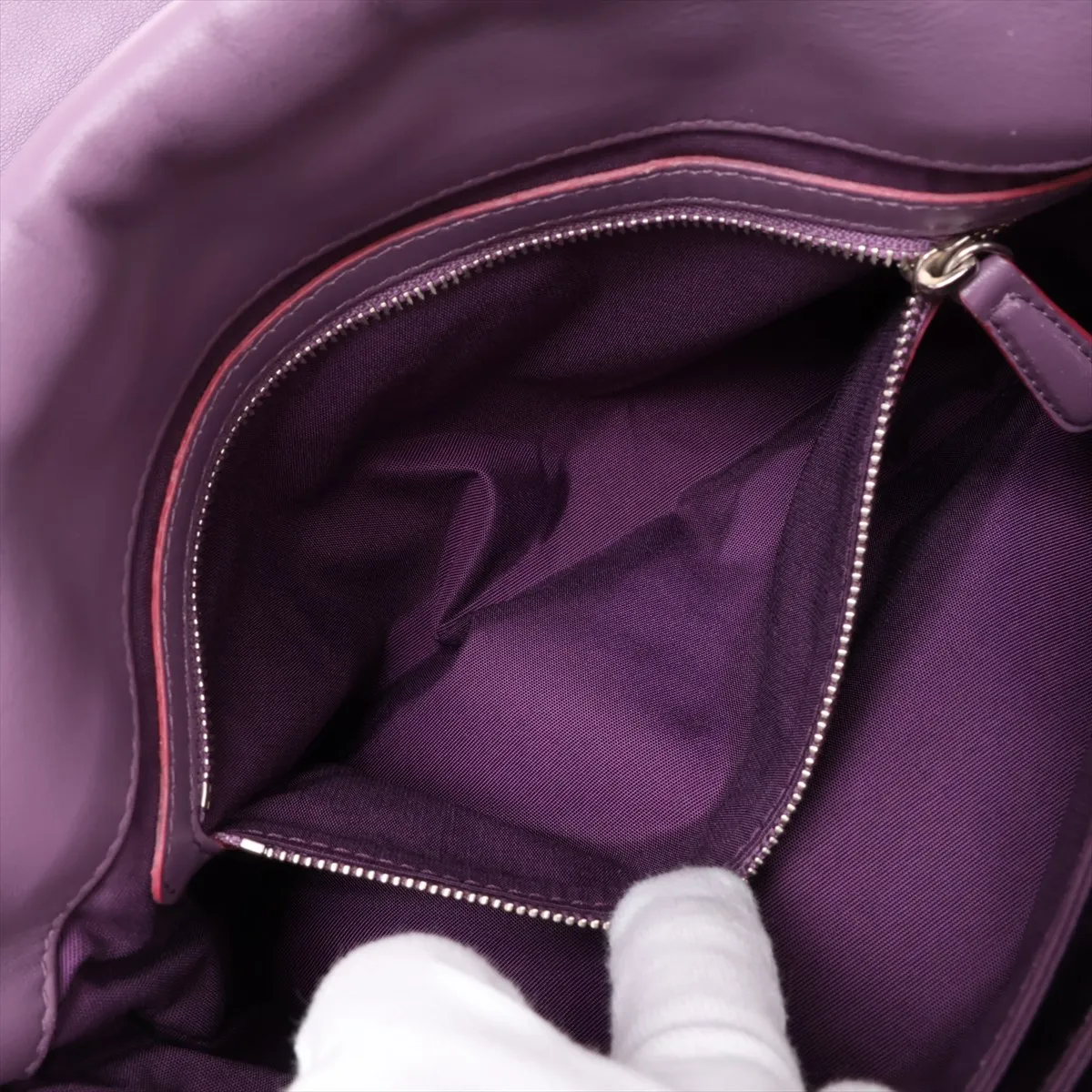 Cannage New Rock Leather Chain Shoulder Bag, Purple — view 10