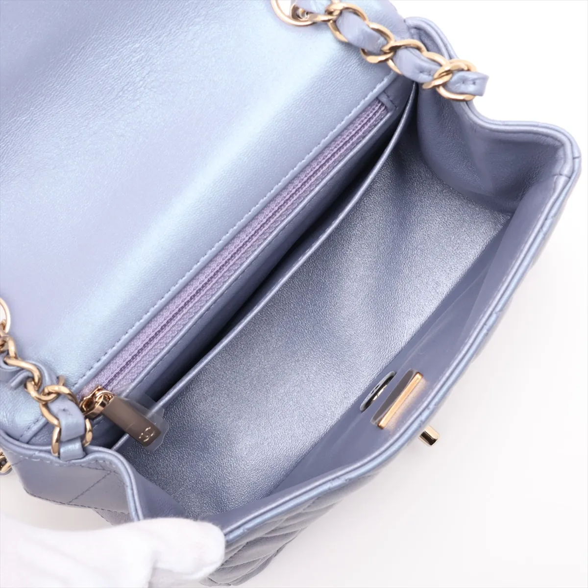 [Individually packaged] Chanel Mini Matelassé 17 Lambskin Single Flap Single Chain Bag, Purple, Gold Hardware, JC5JKN16, Random Plate, A35200 — view 6