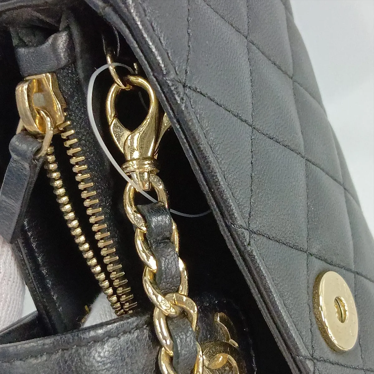 Matelassé Lambskin Chain Shoulder Bag, Black with Gold Hardware, 19067375, Serial Number 19 — view 15