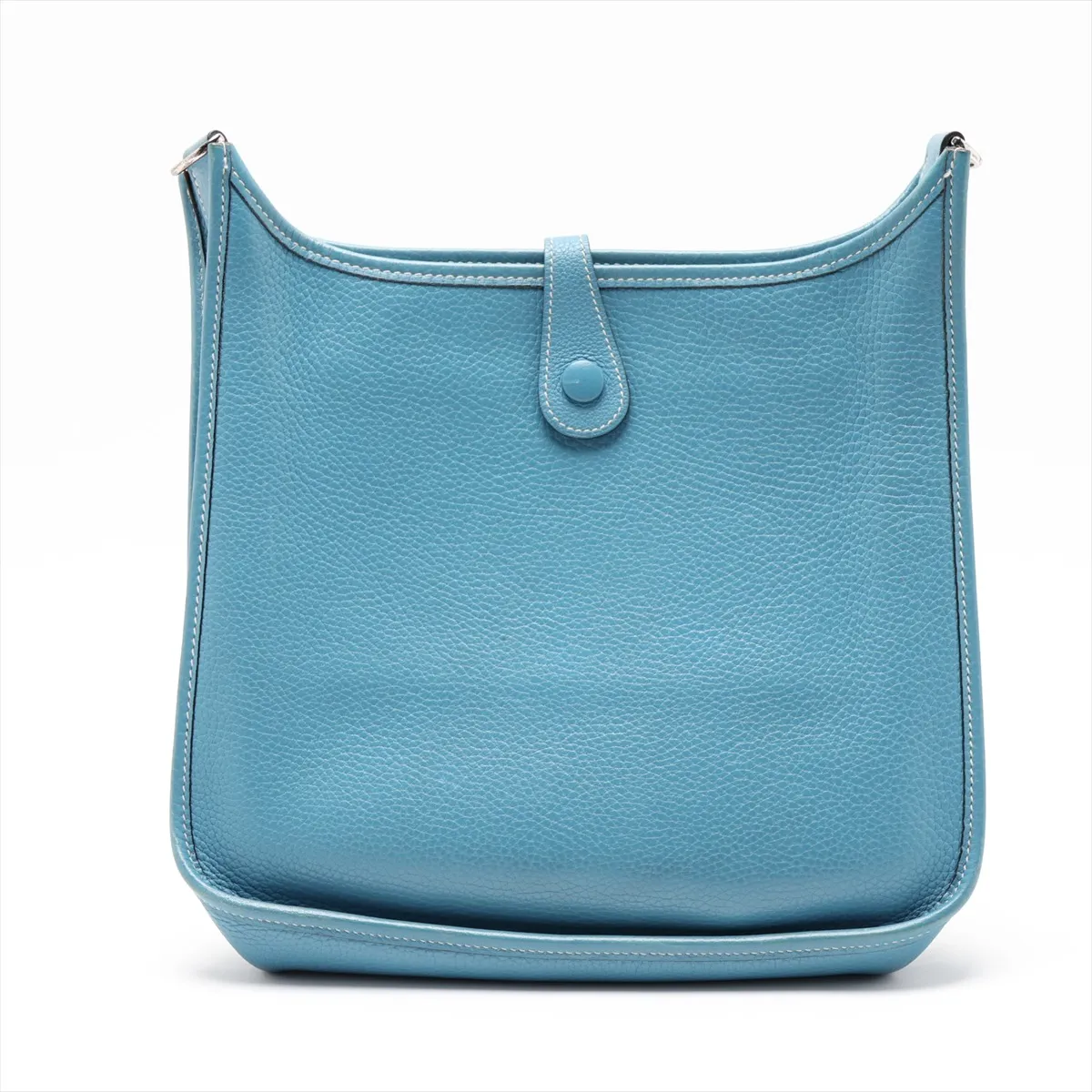 Evelyne 1 29 PM Taurillon Clemence Blue Jean Silver Hardware H:2004 — view 2