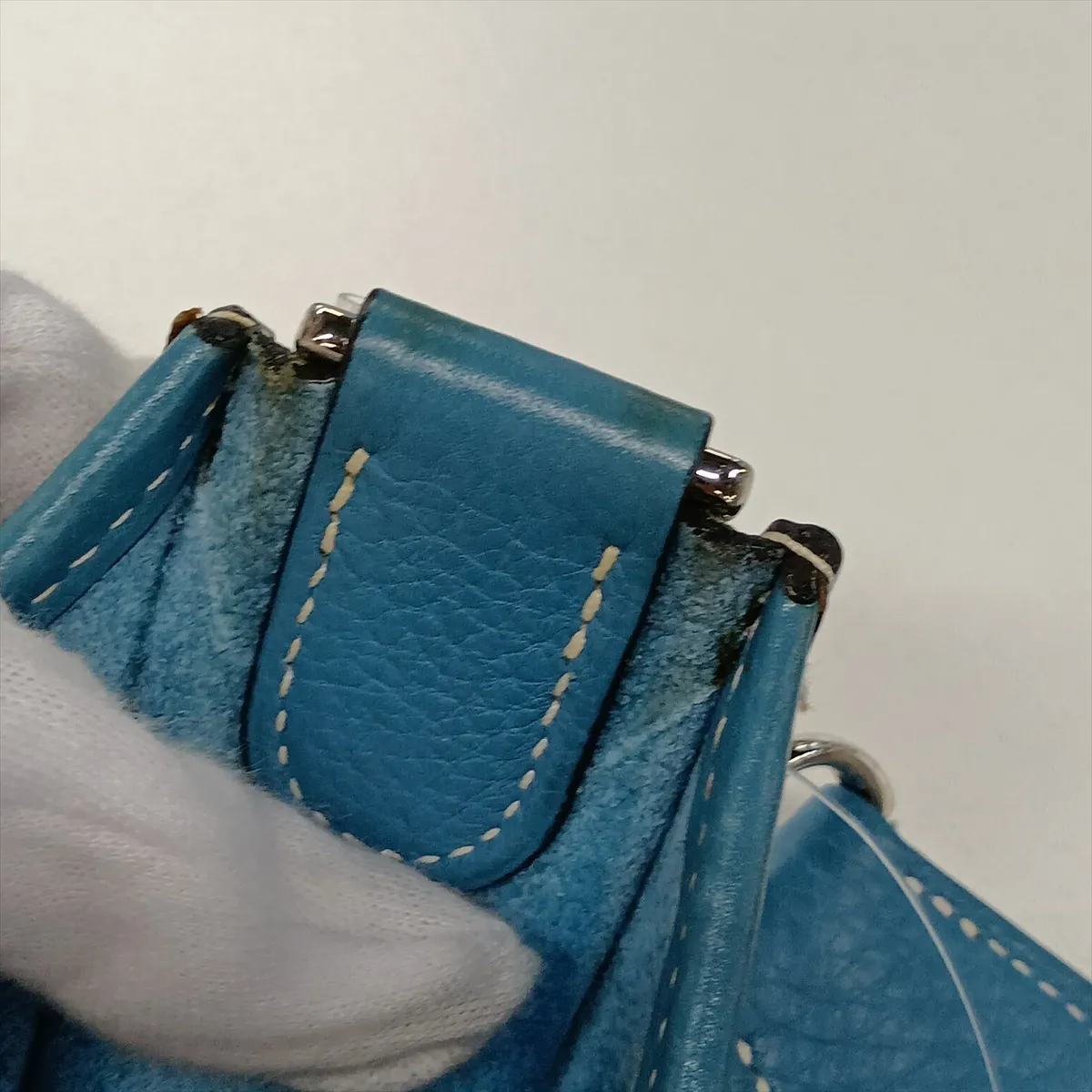 Evelyne 1 29 PM Taurillon Clemence Blue Jean Silver Hardware H:2004 — view 13