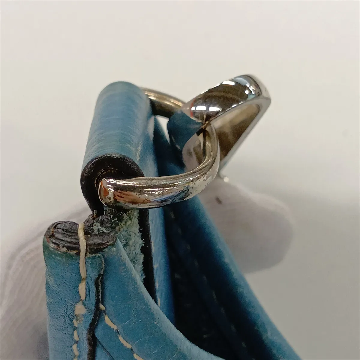 Evelyne 1 29 PM Taurillon Clemence Blue Jean Silver Hardware H:2004 — view 15