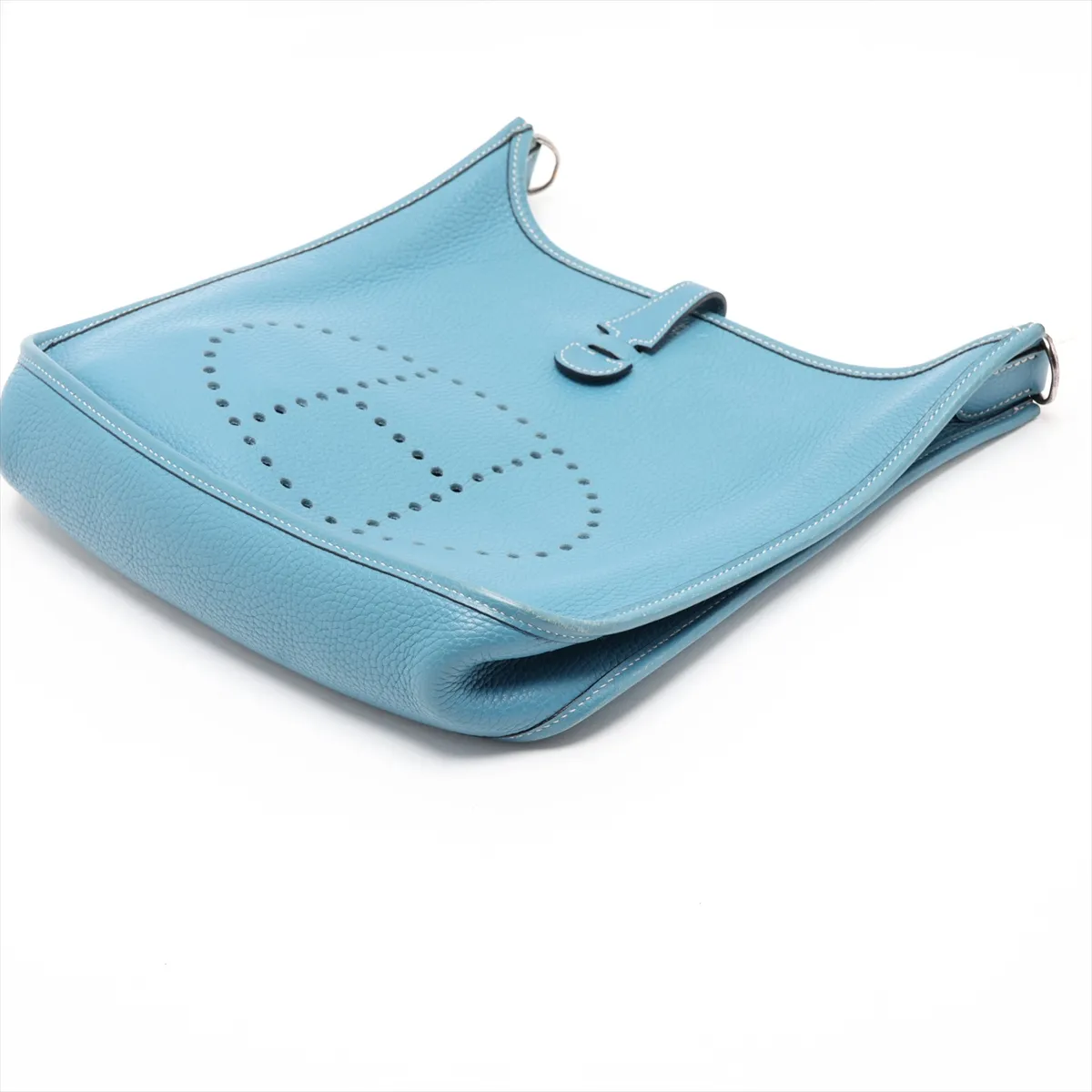 Evelyne 1 29 PM Taurillon Clemence Blue Jean Silver Hardware H:2004 — view 3