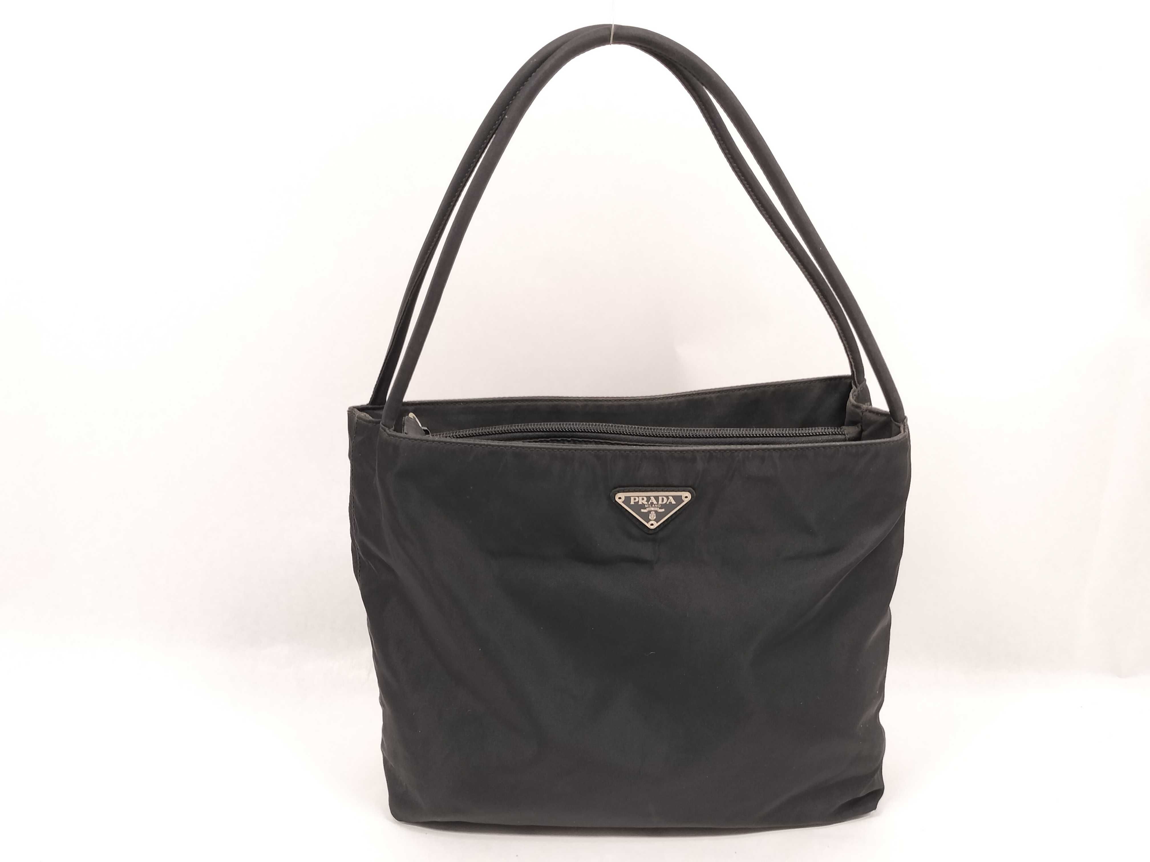 Nylon Triangle Logo Black Nylon Handbag