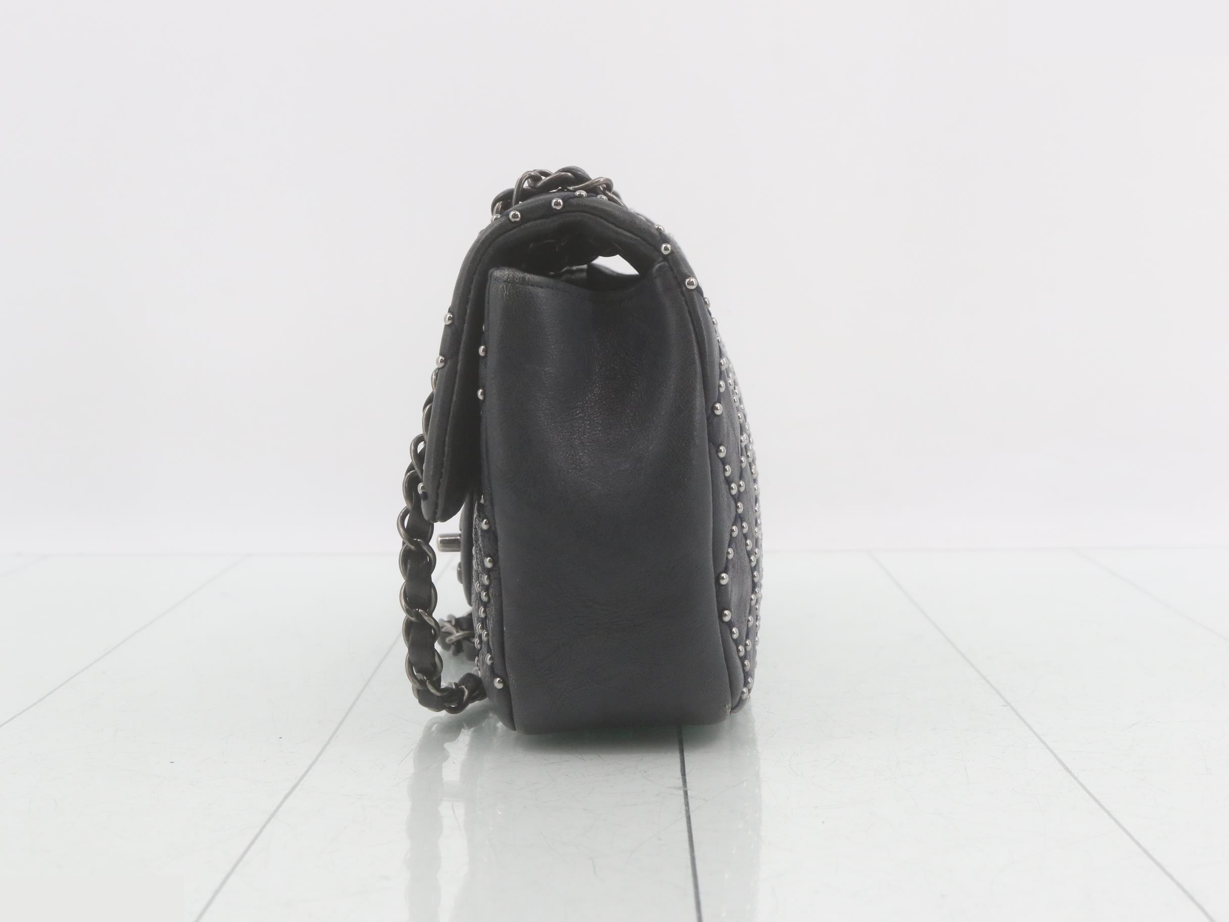 Matelassé Leather Studded Turnlock Double Chain Shoulder Bag — view 3