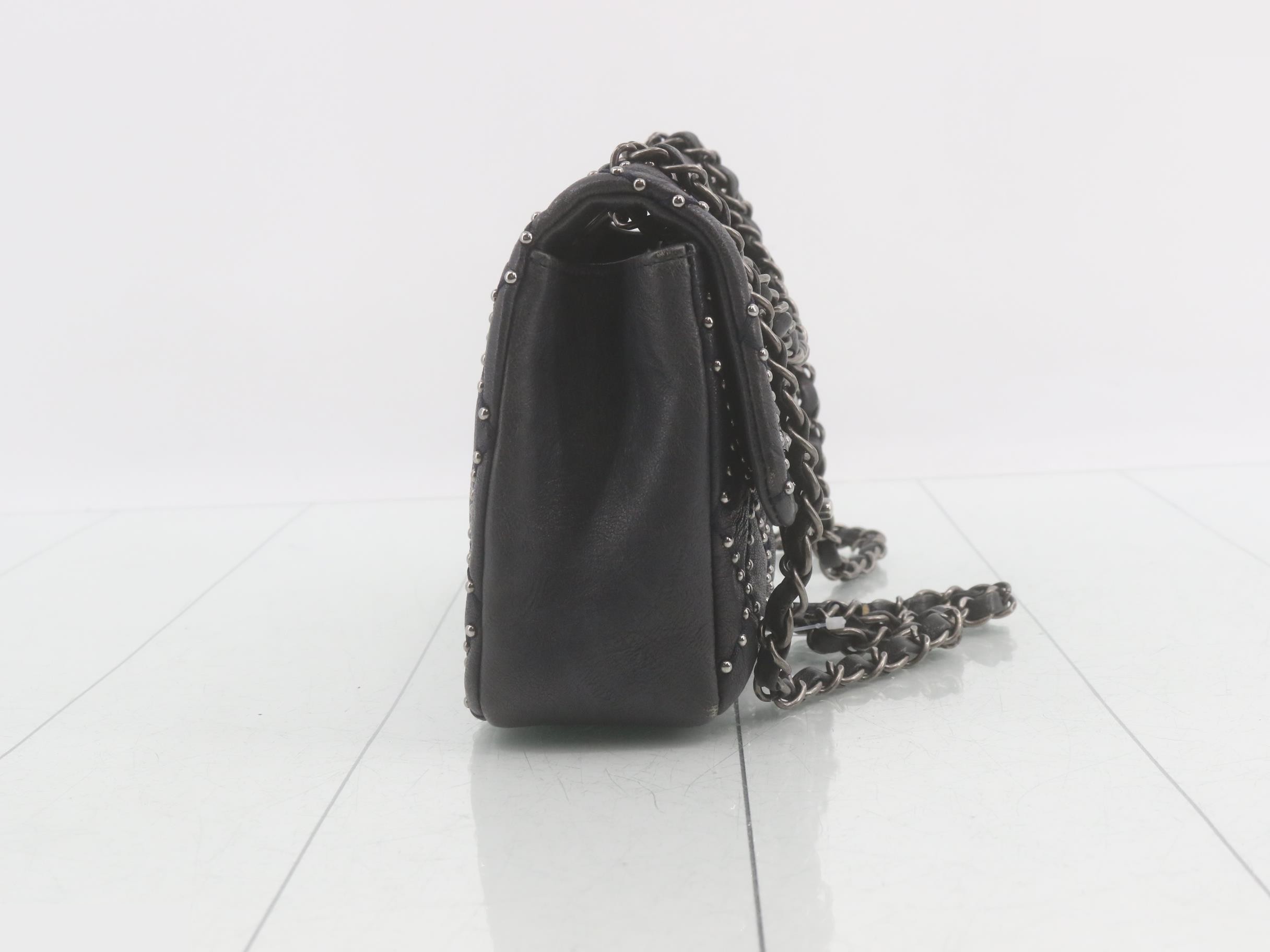 Matelassé Leather Studded Turnlock Double Chain Shoulder Bag — view 4