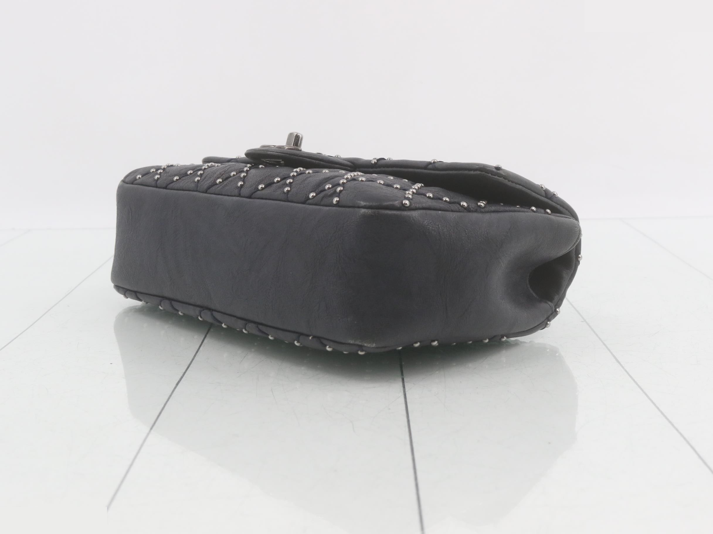 Matelassé Leather Studded Turnlock Double Chain Shoulder Bag — view 6